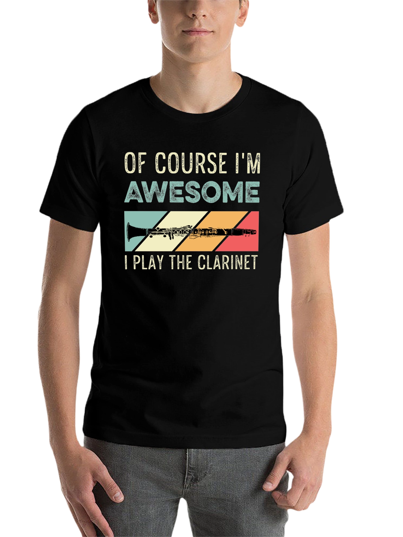 Black Of Course I'm Awesome Clarinet Player T-Shirt view 7