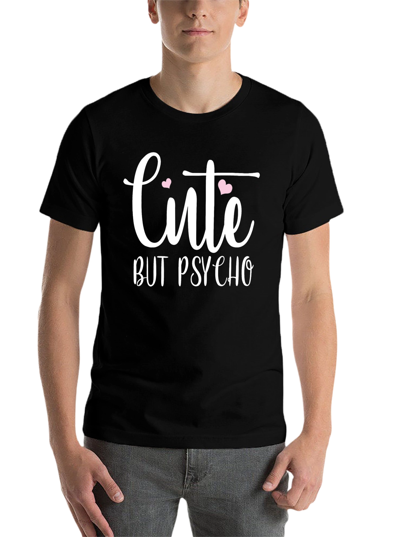 Black Cute But Psycho Graphic T-Shirt - Trendy Slogan Tee view 7