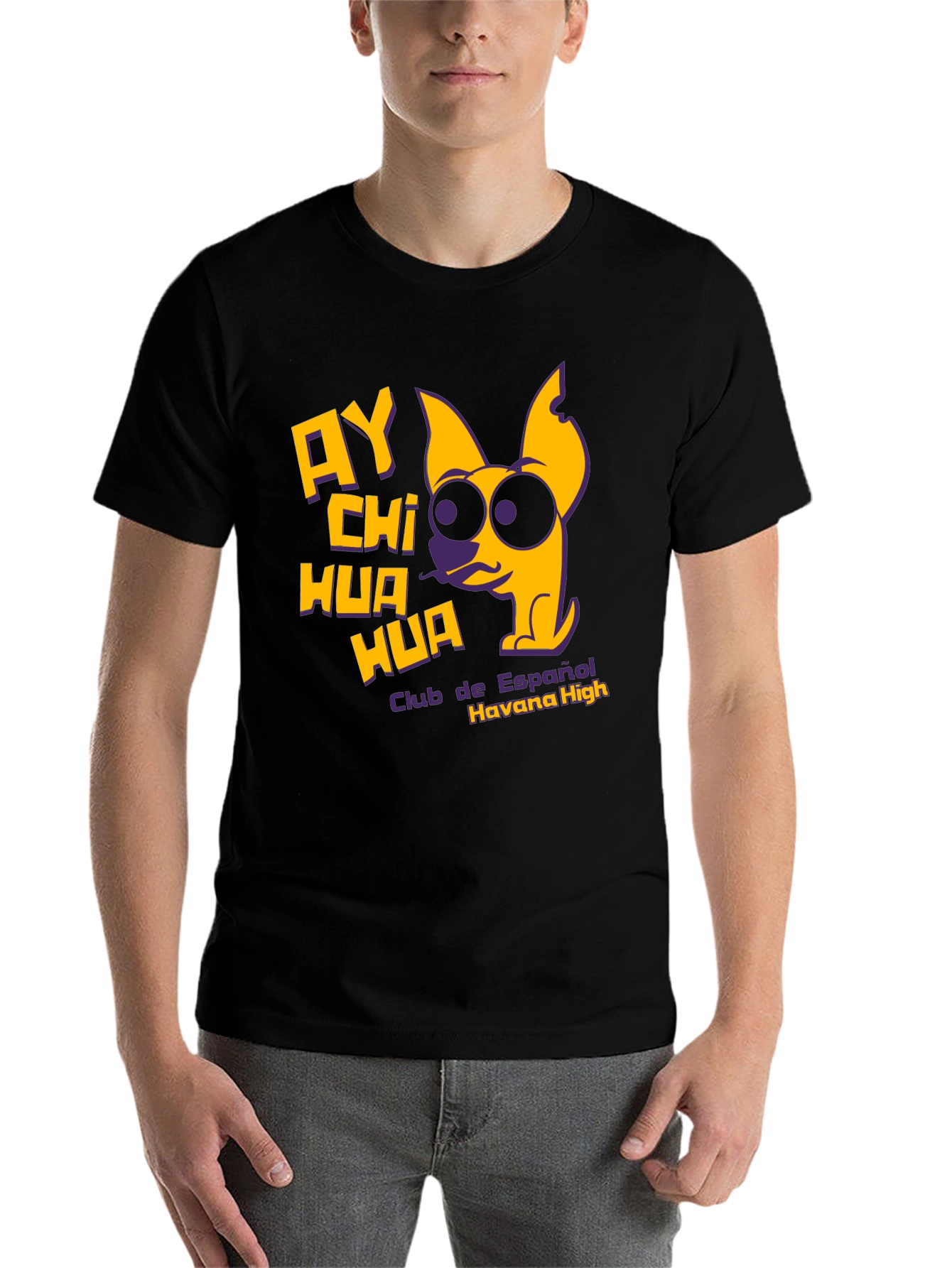 Black Ay Chihuahua T-Shirt - Club de Espanol Havana High view 7