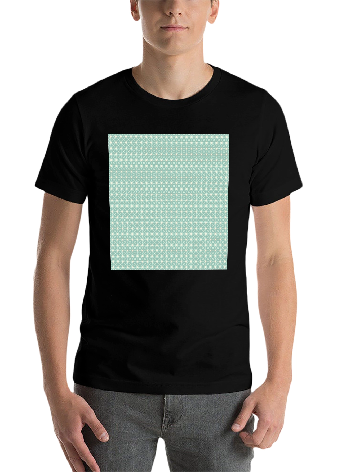 Black Modern Pattern Black T-Shirt view 7