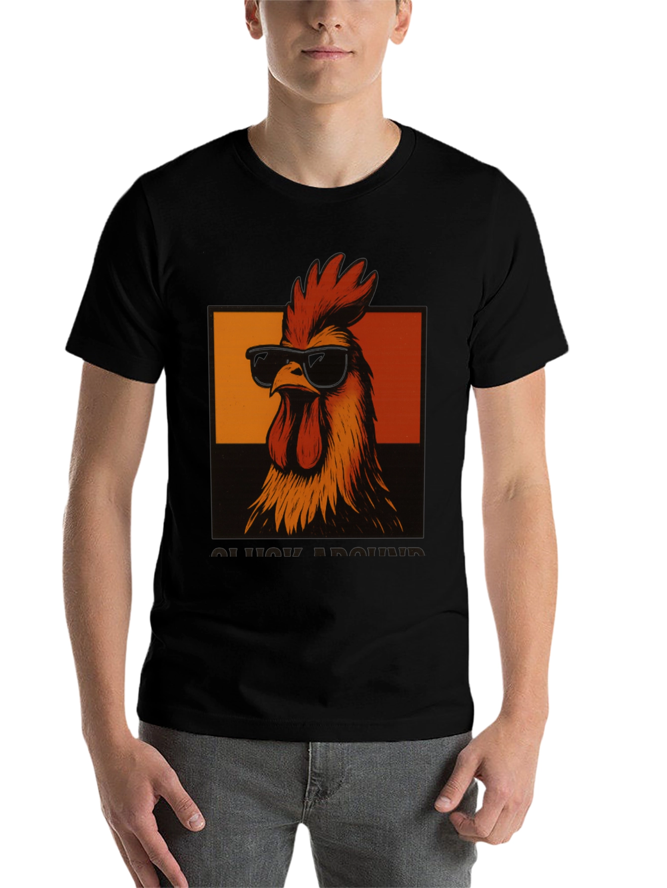 Black Cool Rooster T-Shirt - Funny Chicken Graphic Tee view 7