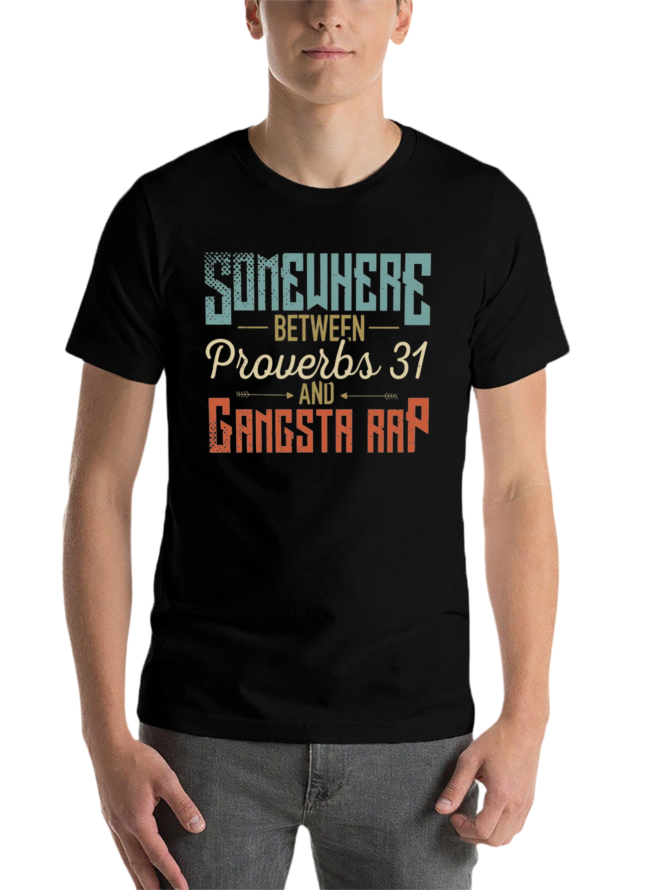 Black Somewhere Between Proverbs & Gangsta Rap T-Shirt view 7