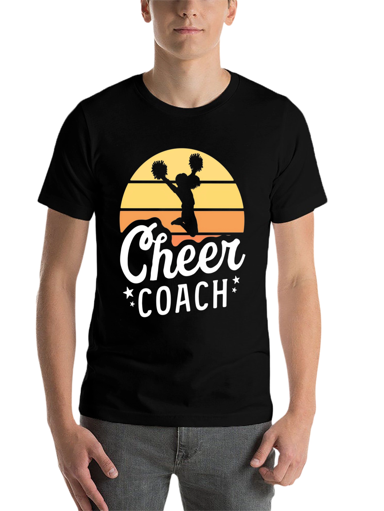 Cheer Coach Graphic Tee - Retro Sunset Design - 7
