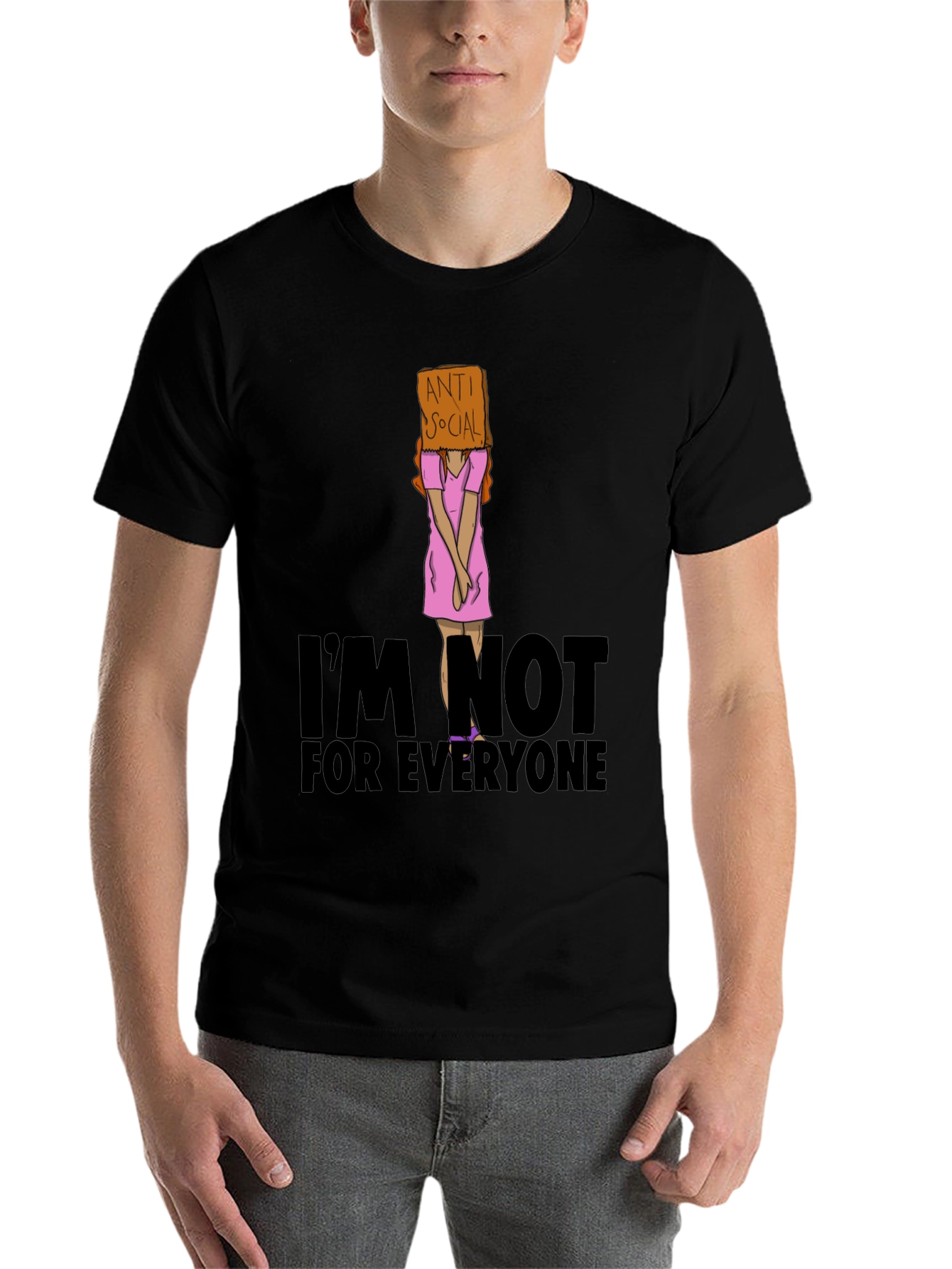 Black Anti Social Graphic T-Shirt - Introvert Fashion view 7