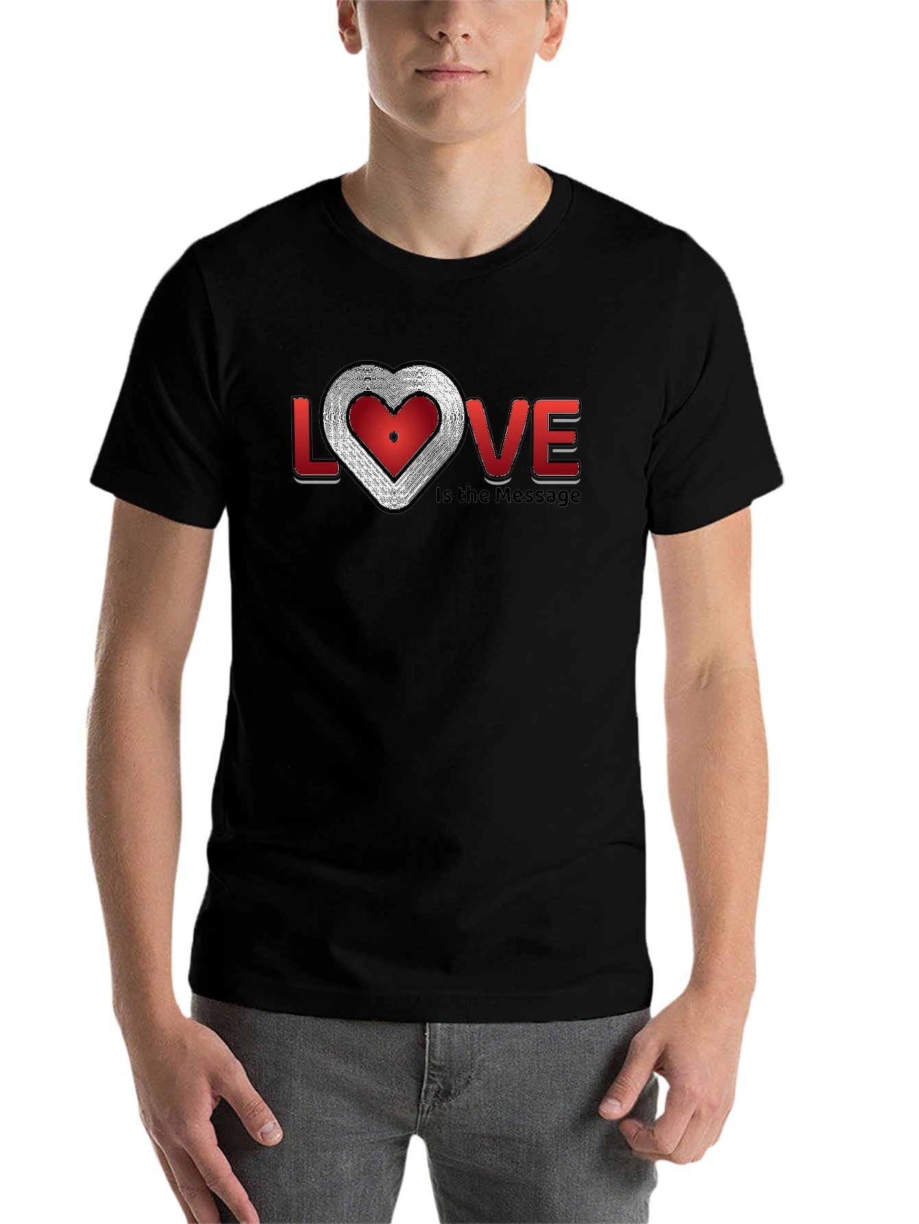 Black Love is the Message Graphic T-Shirt - Stylish Crew Neck view 7