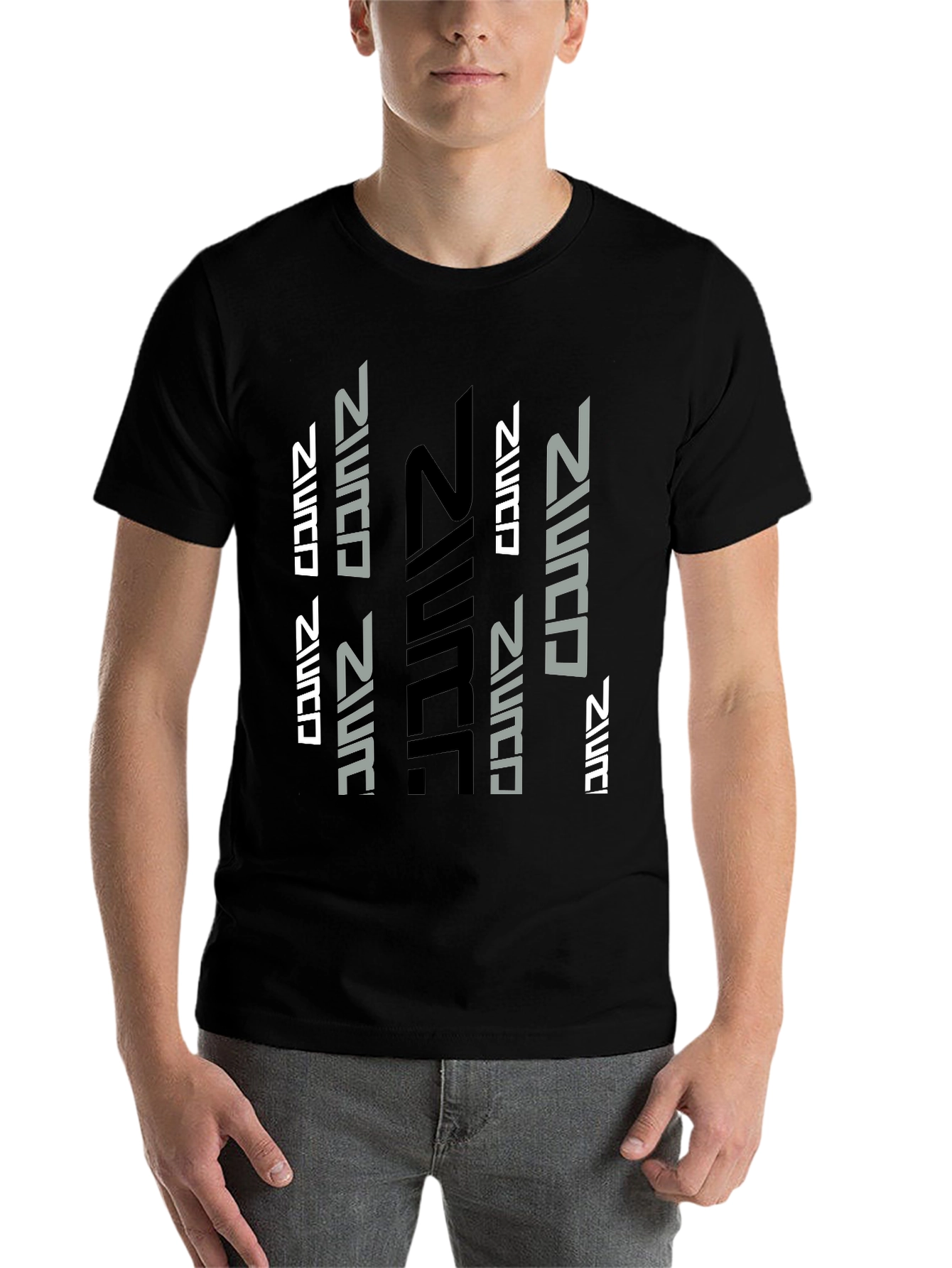 Black Futuristic Graphic Print Black T-Shirt view 7