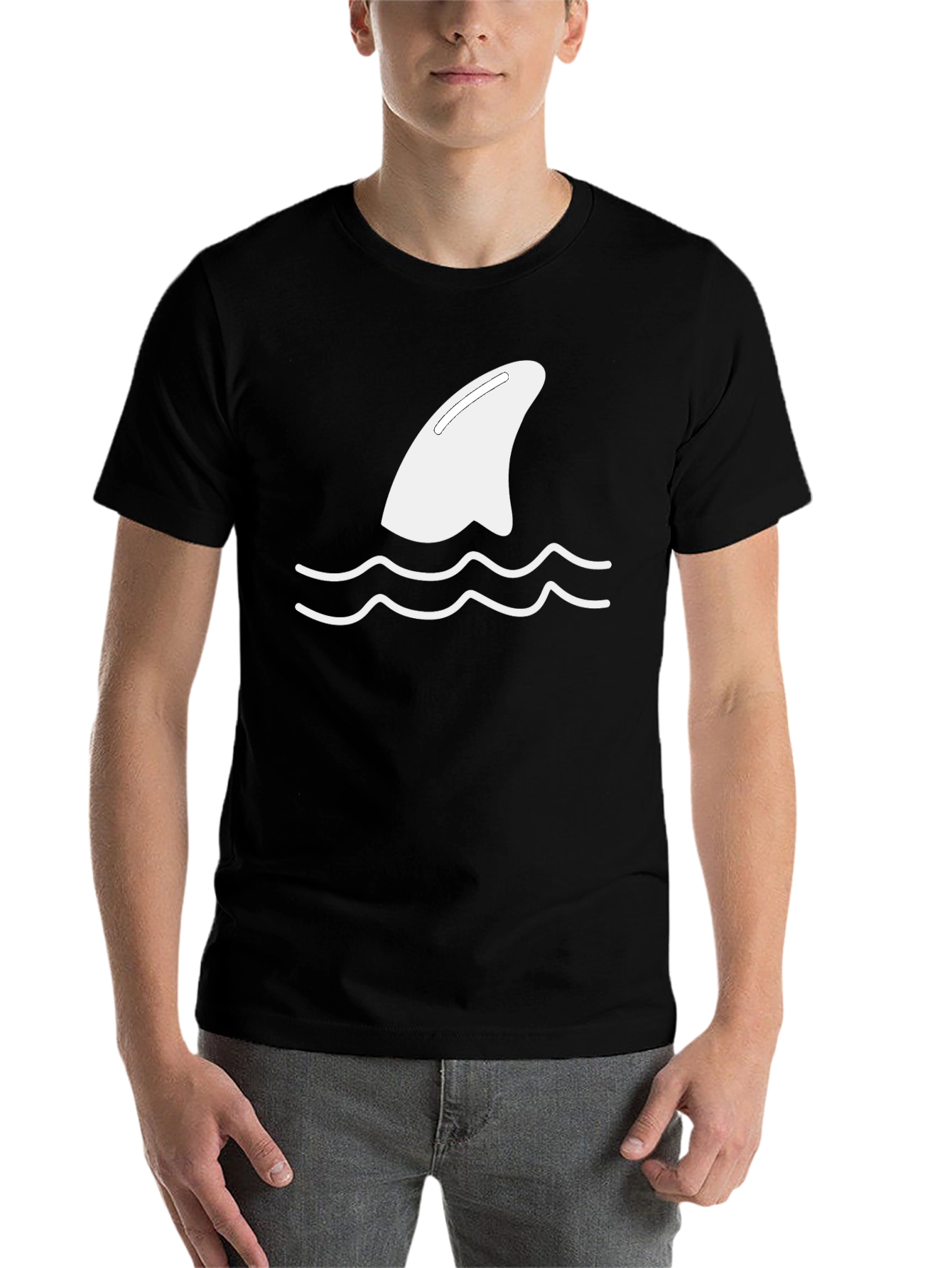 Black Men's Black Shark Fin Tee view 7
