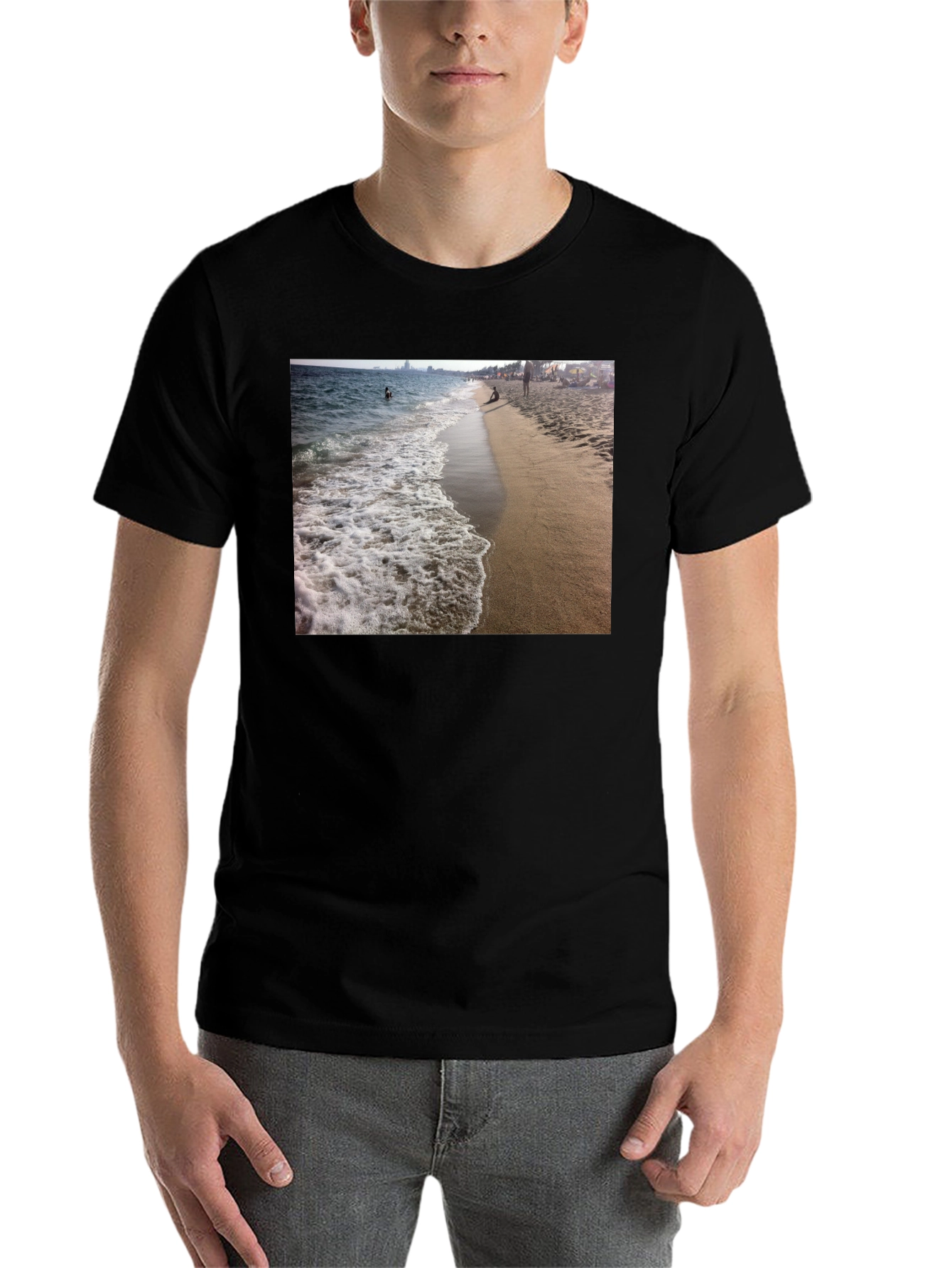 Black Beach Scene Black T-Shirt view 7