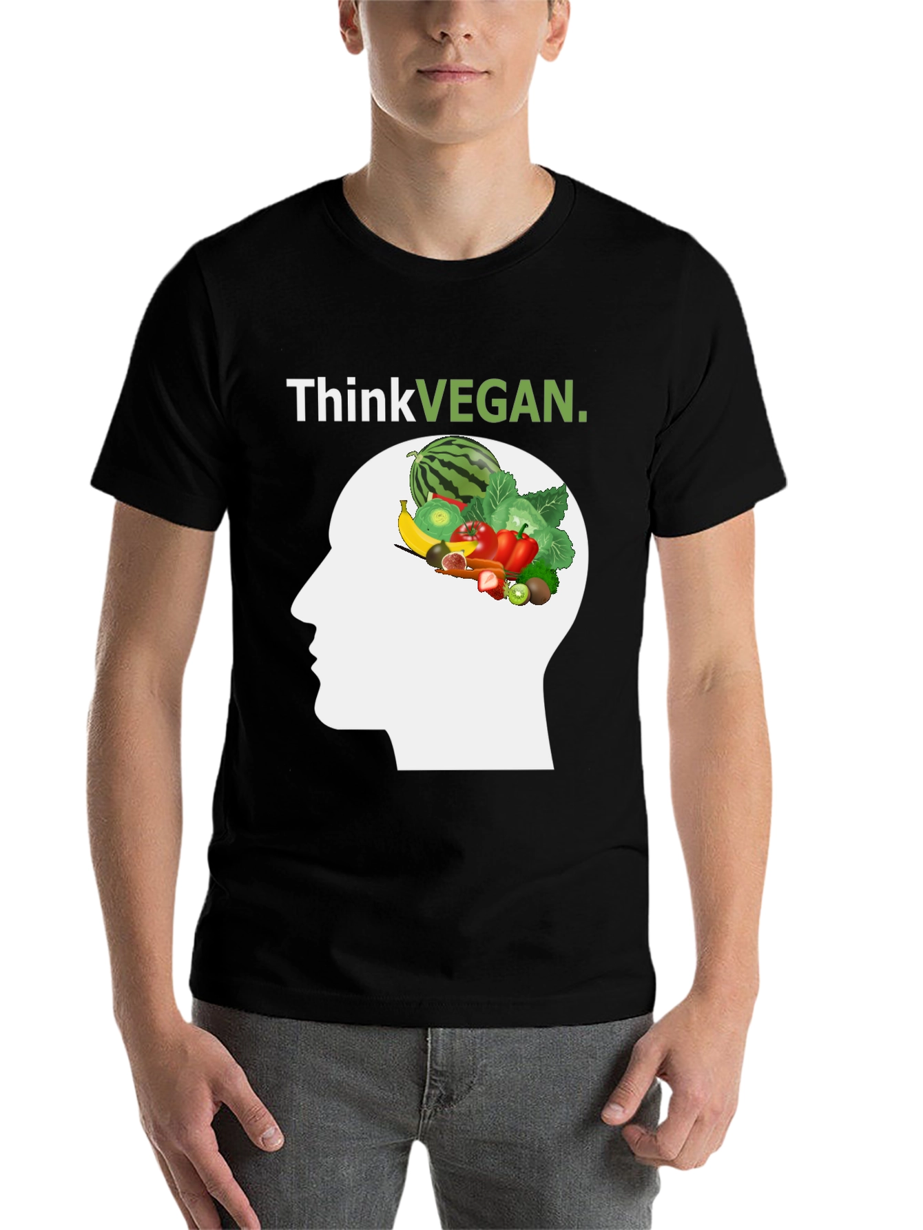 Black Think Vegan T-Shirt - Unisex Graphic Tee view 7
