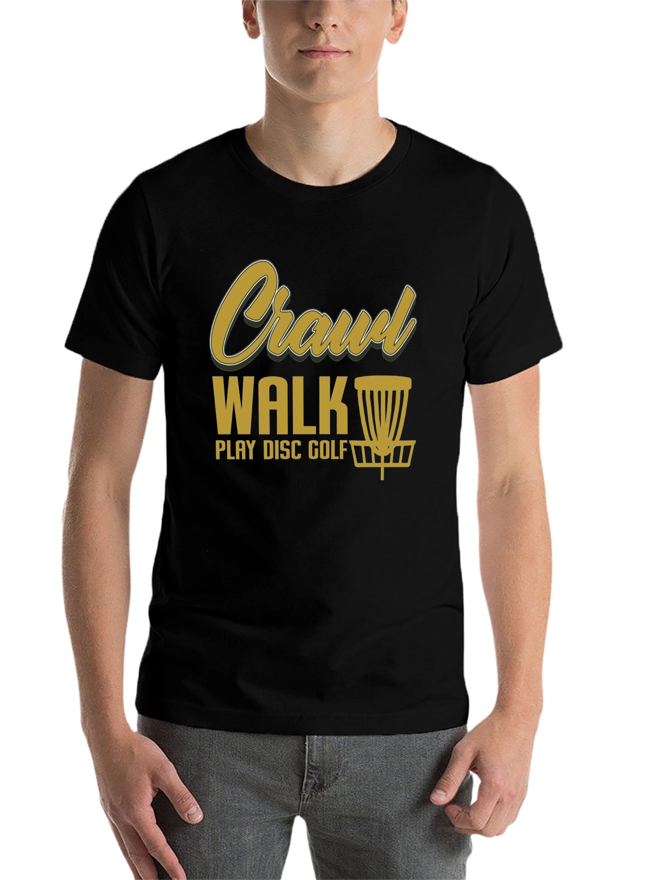 Black Crawl Walk Play Disc Golf T-Shirt view 7