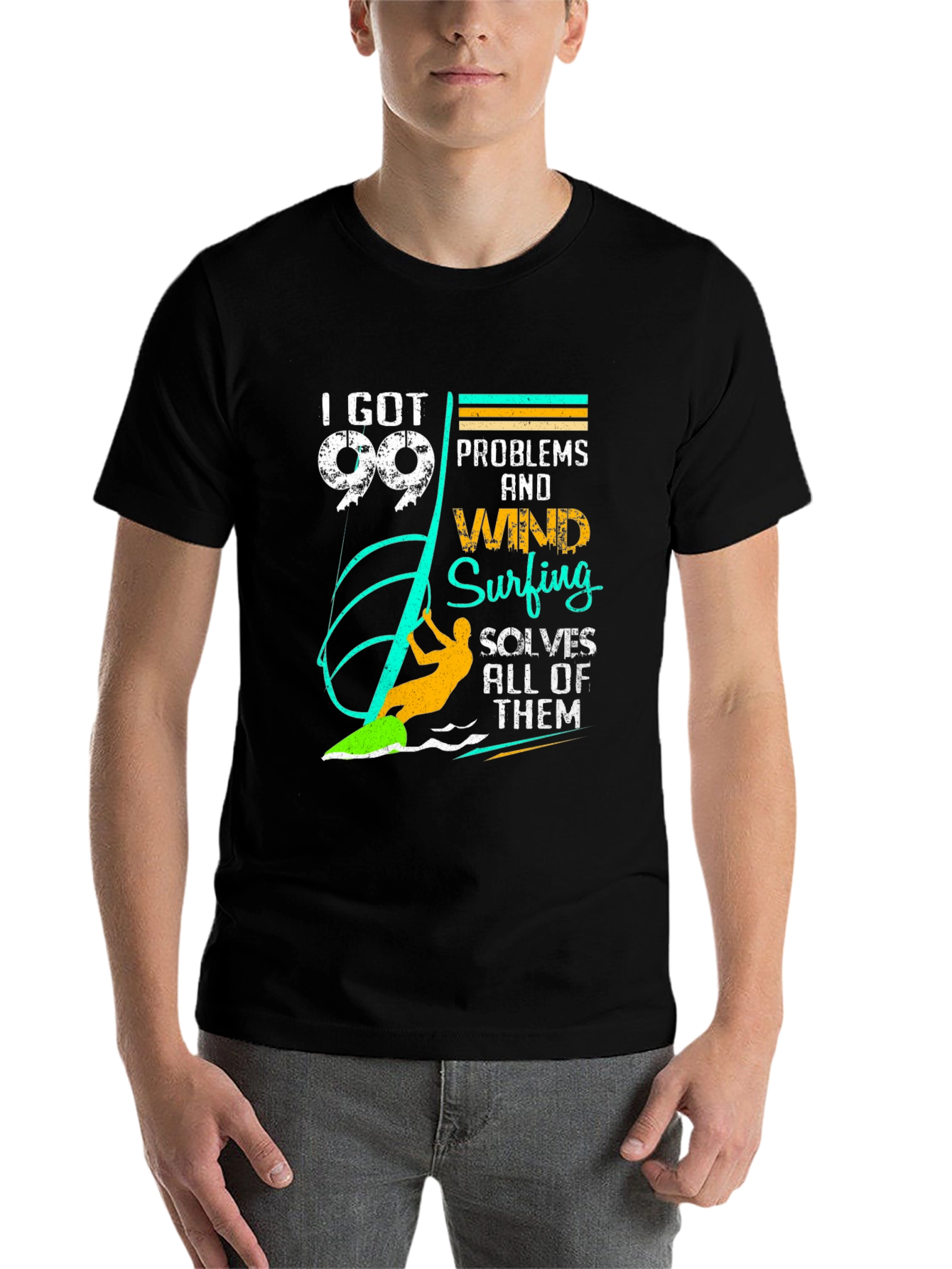 Black 99 Problems Windsurfing T-Shirt - Unique Design view 7