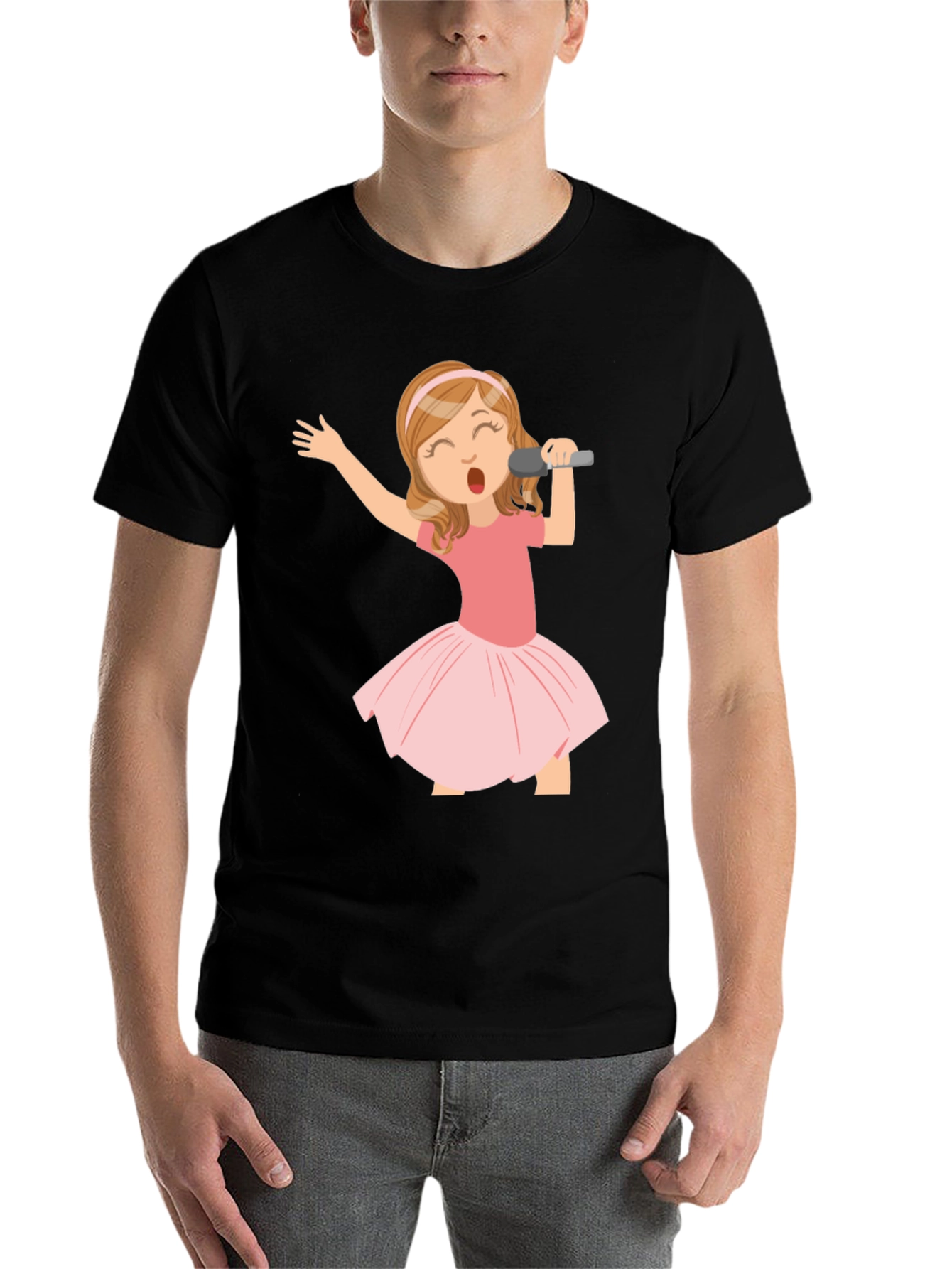 Singing Girl Graphic Tee - Black Cotton Comfort - 7