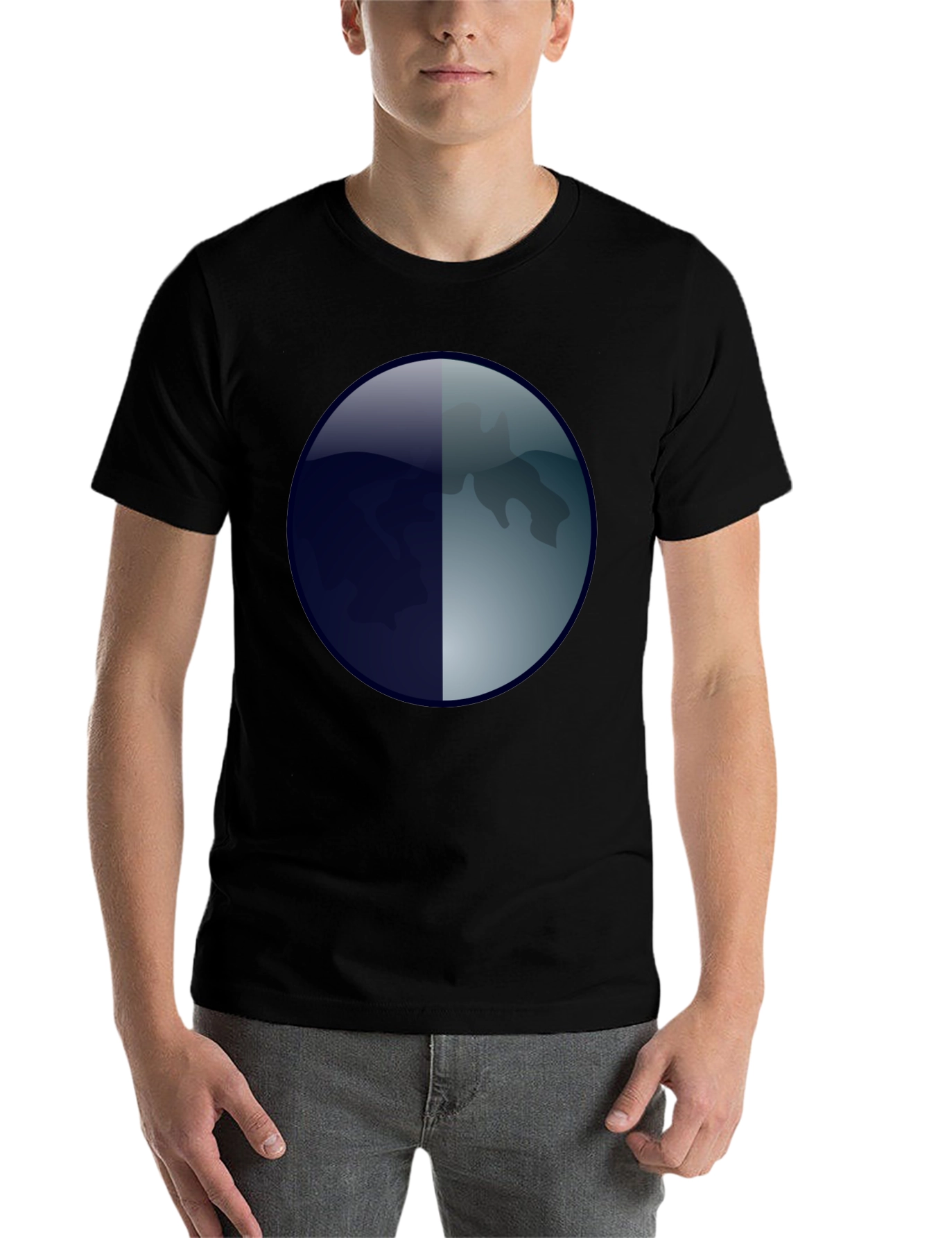 Black Abstract Moon Graphic T-Shirt - Men's Black Tee view 7