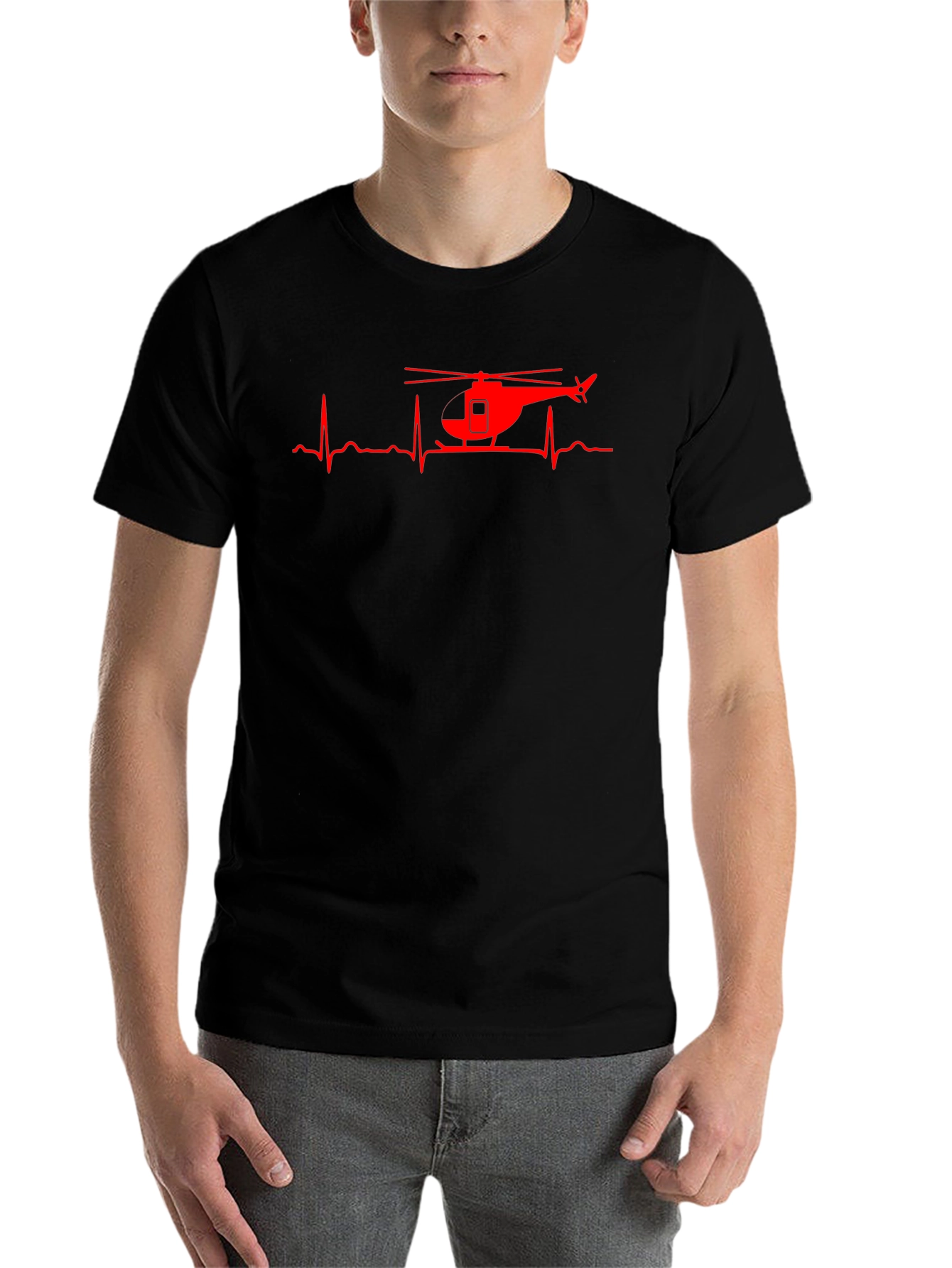 Black Helicopter Heartbeat Graphic Tee - Black view 7