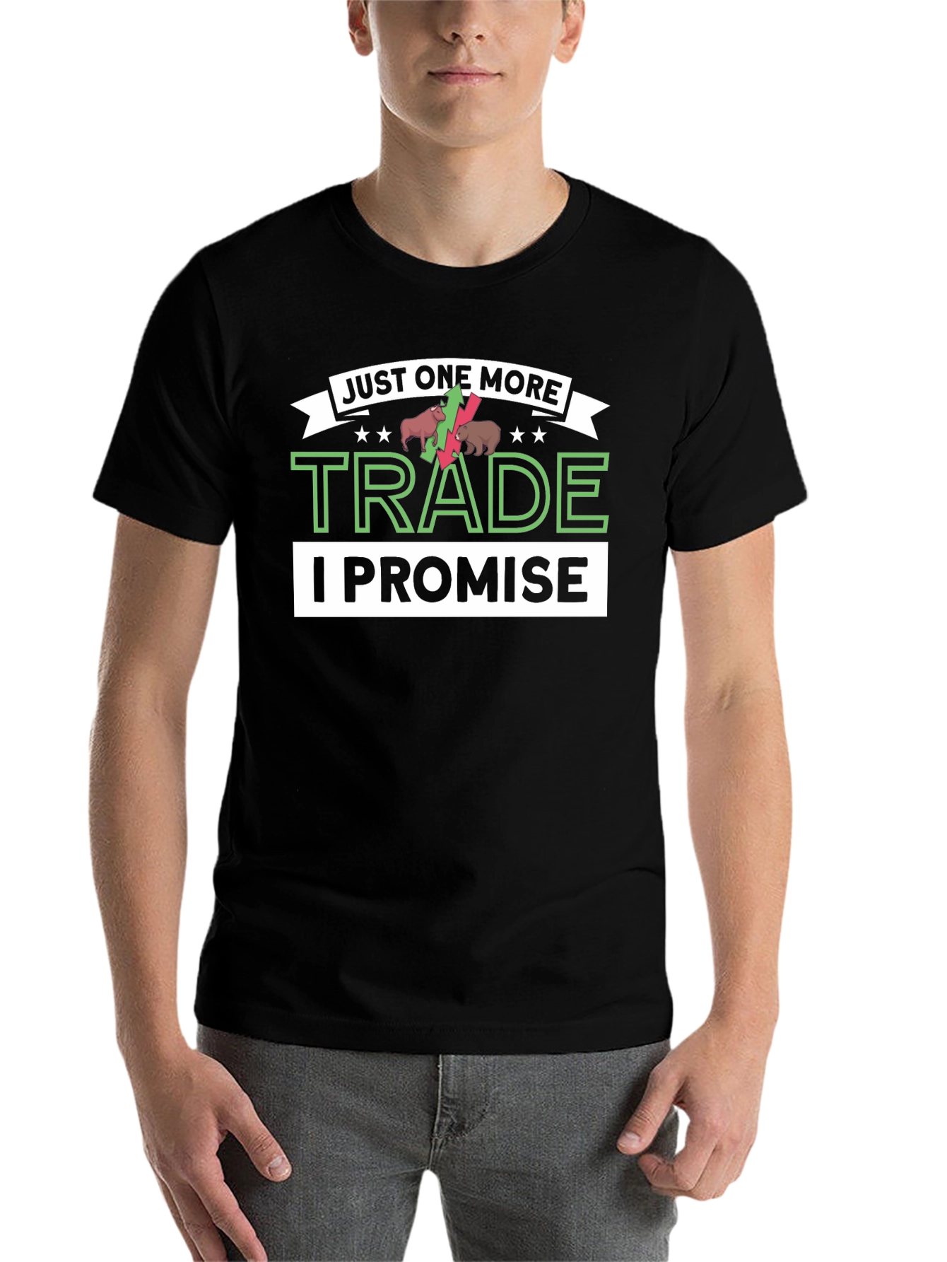 Black Just One More Trade T-Shirt - Stock Market Trader Apparel view 7