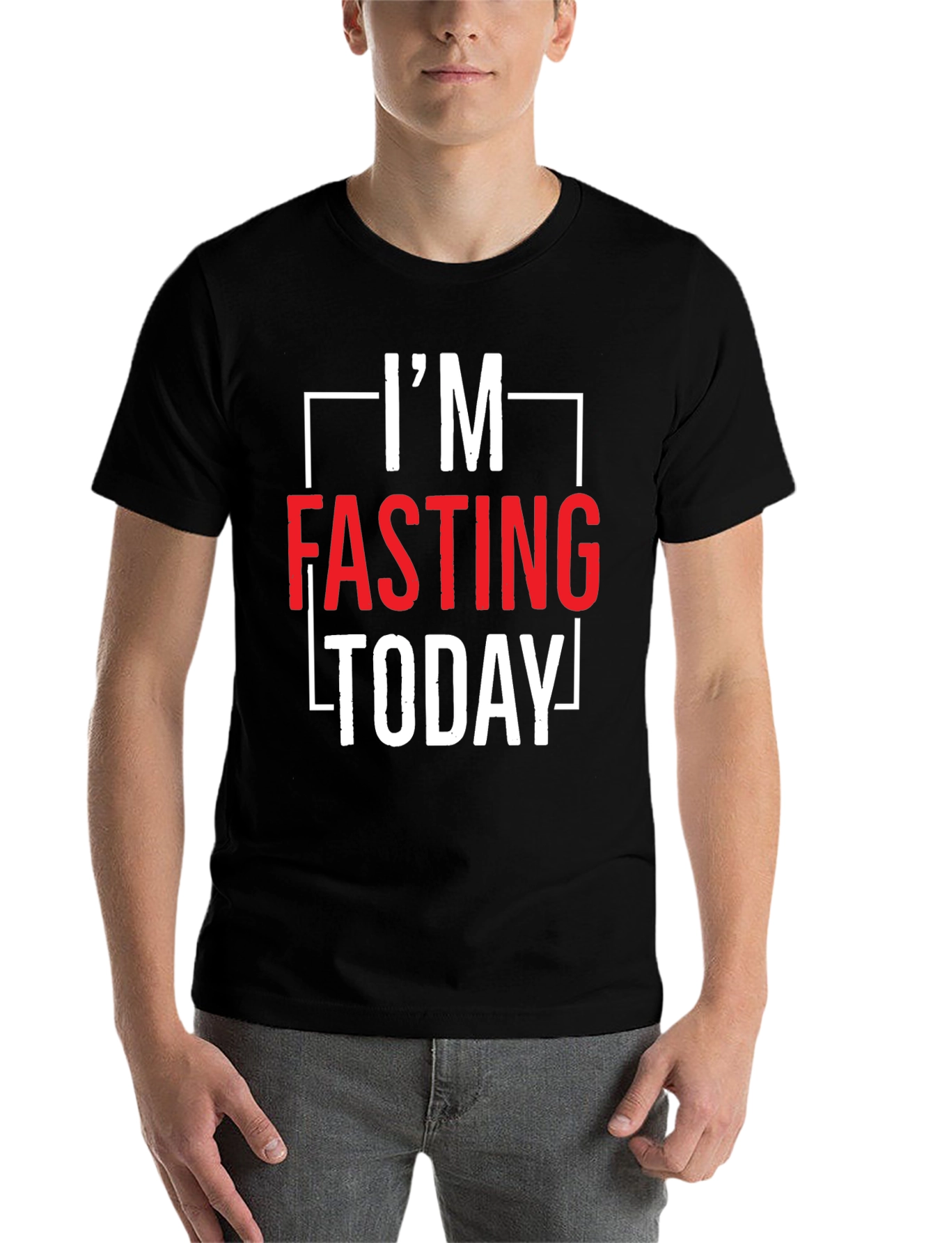 Black I'm Fasting Today Graphic Tee - Black view 7