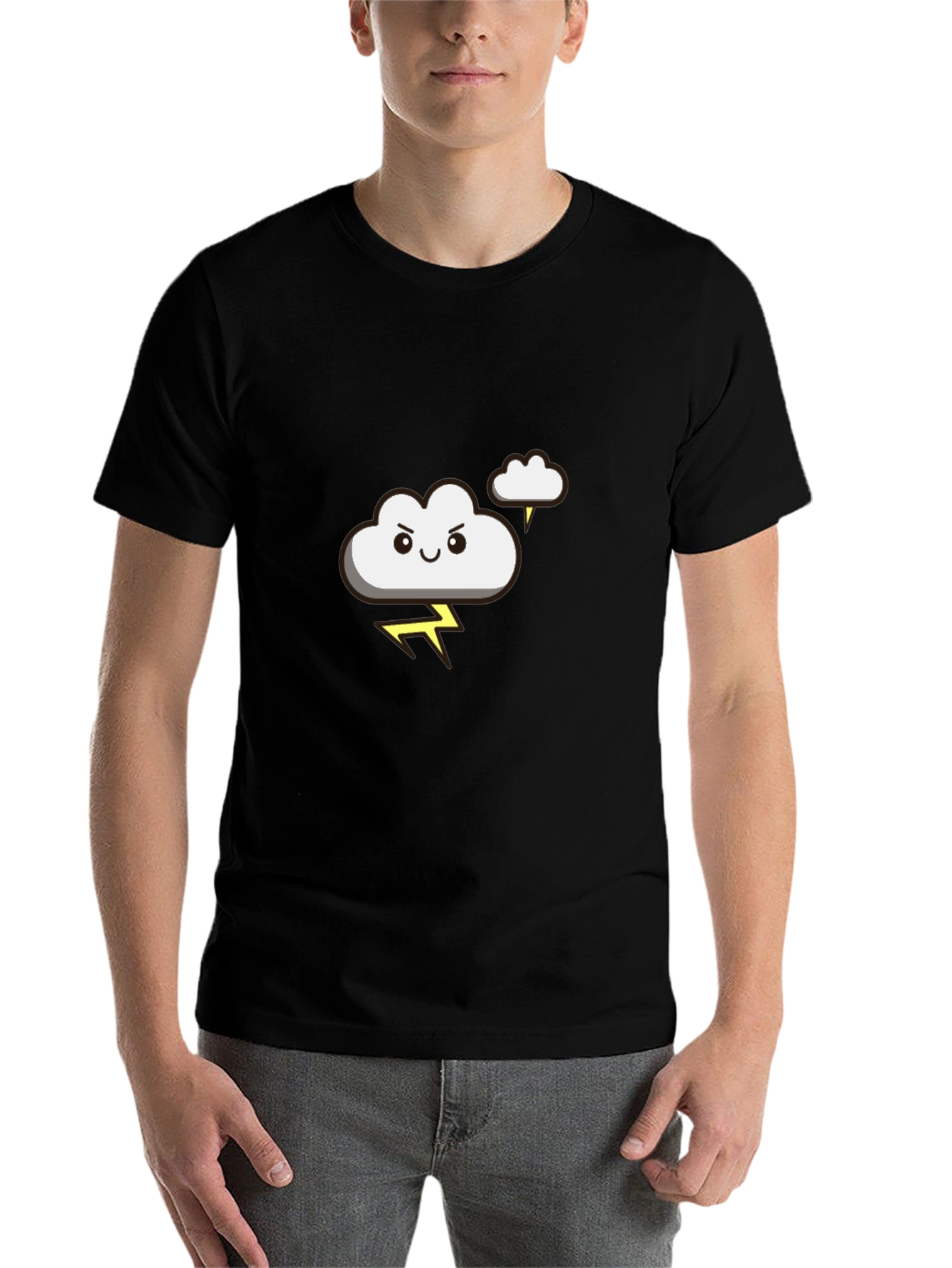 Black Funny Storm Cloud Graphic Tee - Black T-Shirt view 7
