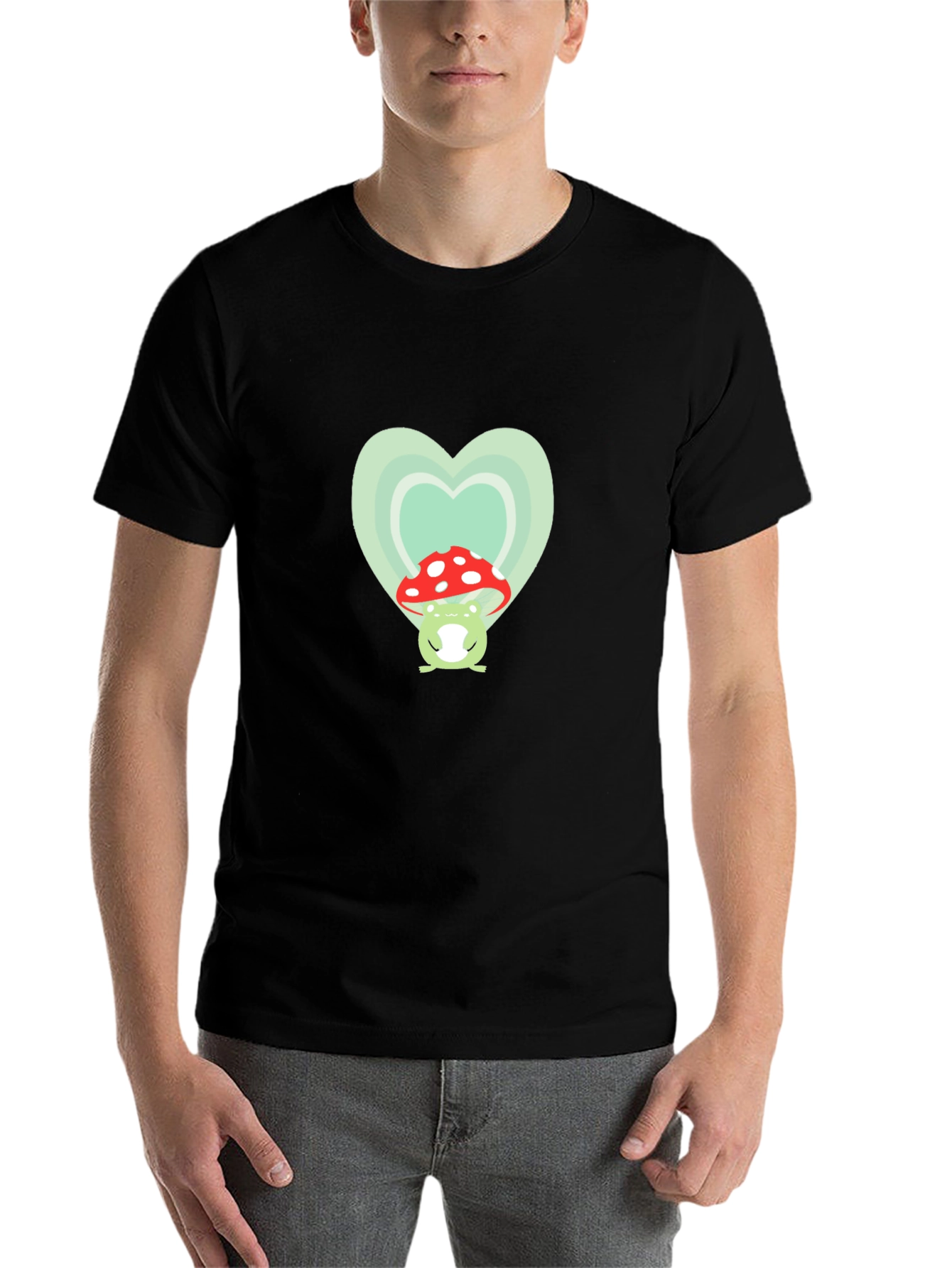 Black Frog Mushroom Heart Graphic Tee view 7