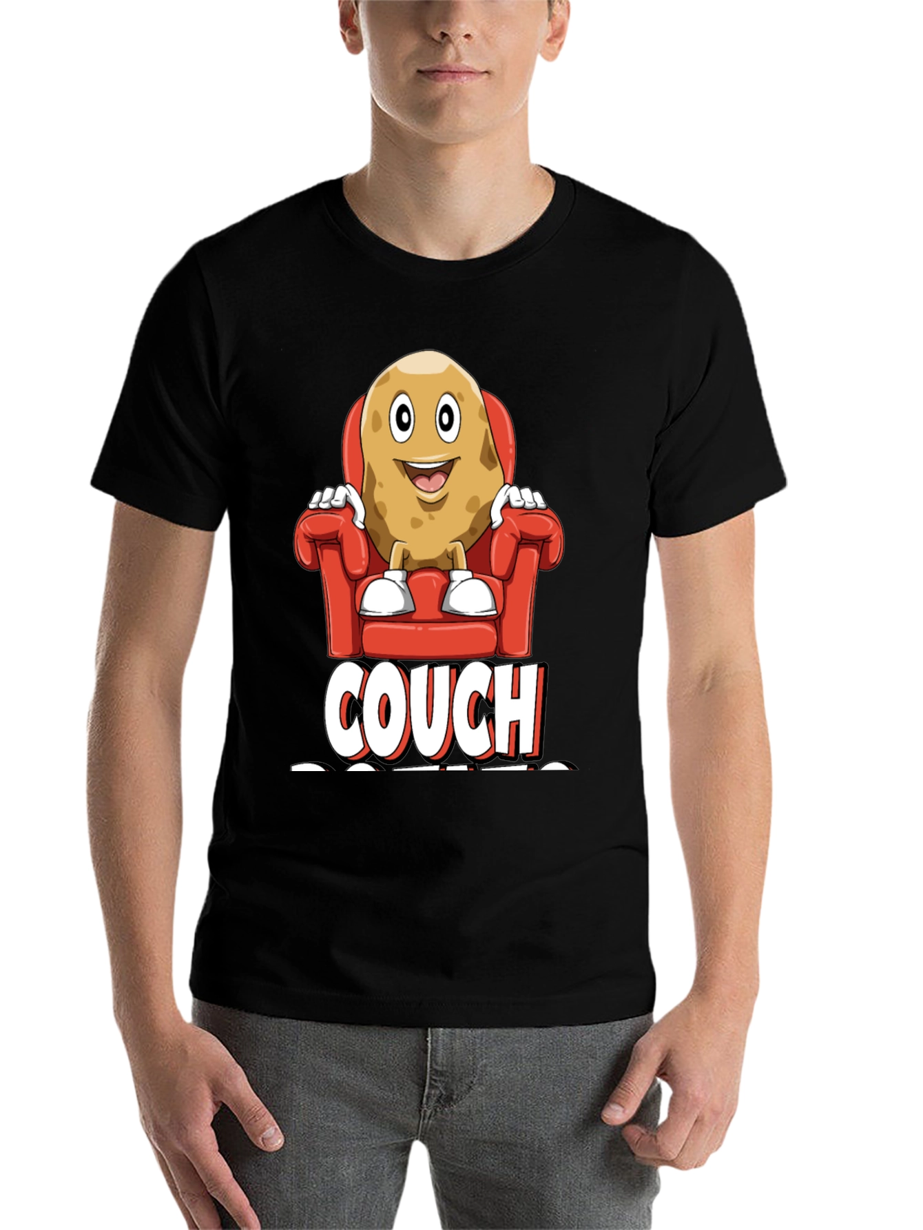 Black Couch Potato Graphic T-Shirt - Funny Relaxed Fit Tee view 7
