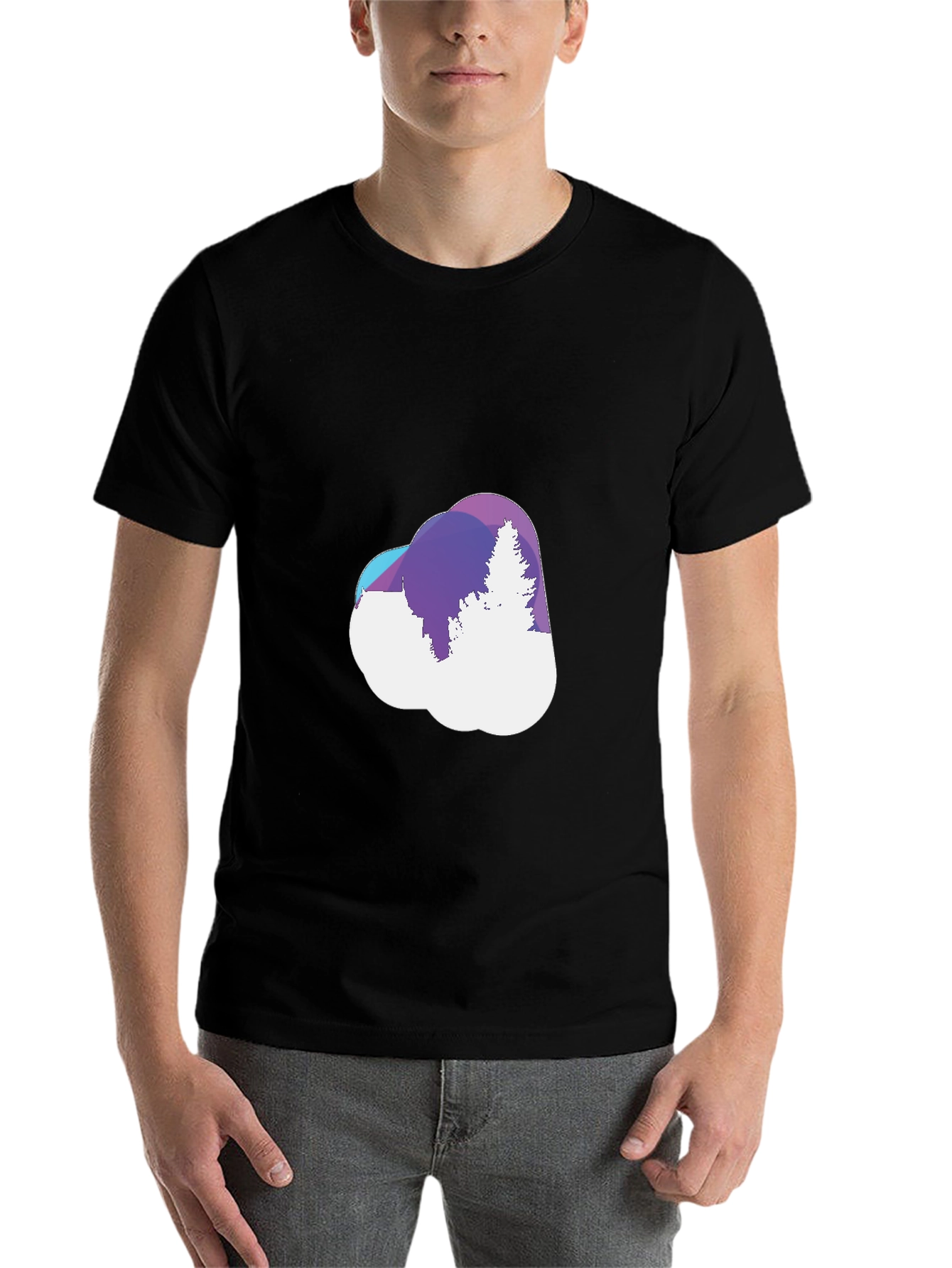 Black Abstract Forest Cloud Tee - Stylish Graphic T-Shirt view 7