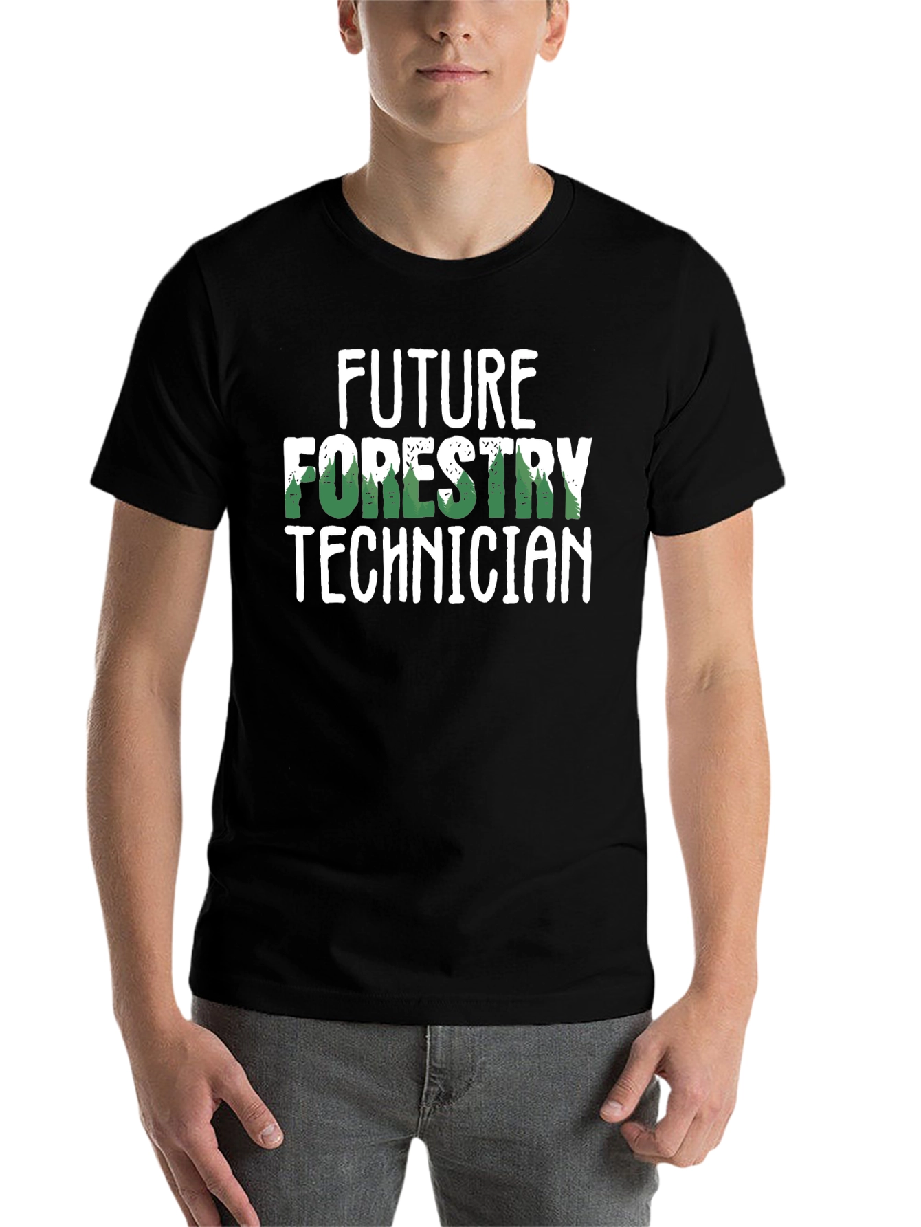 Black Future Forestry Technician Graphic T-Shirt view 7