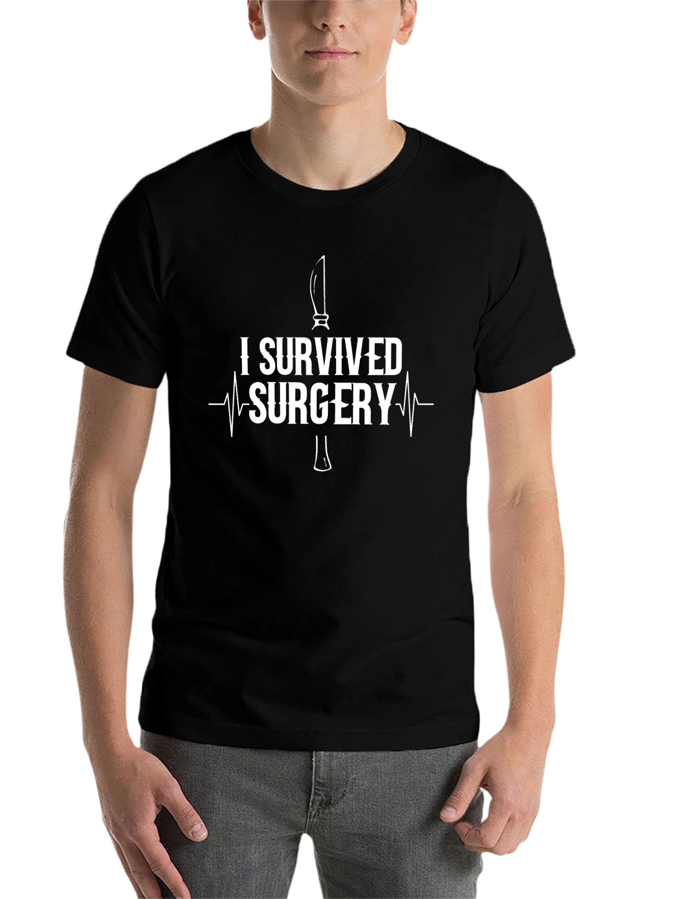 Black I Survived Surgery T-Shirt view 7