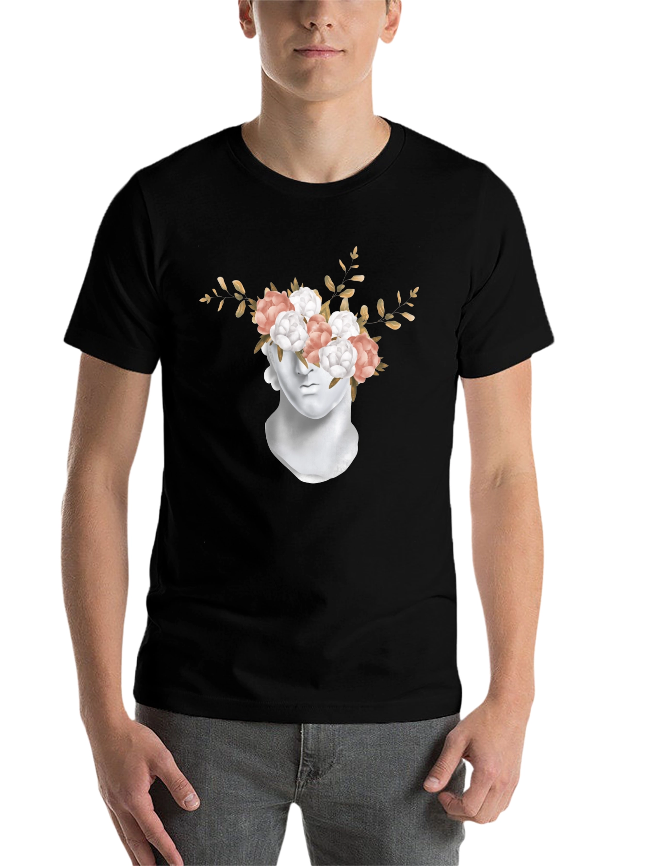 Black Floral Statue Graphic Tee view 7