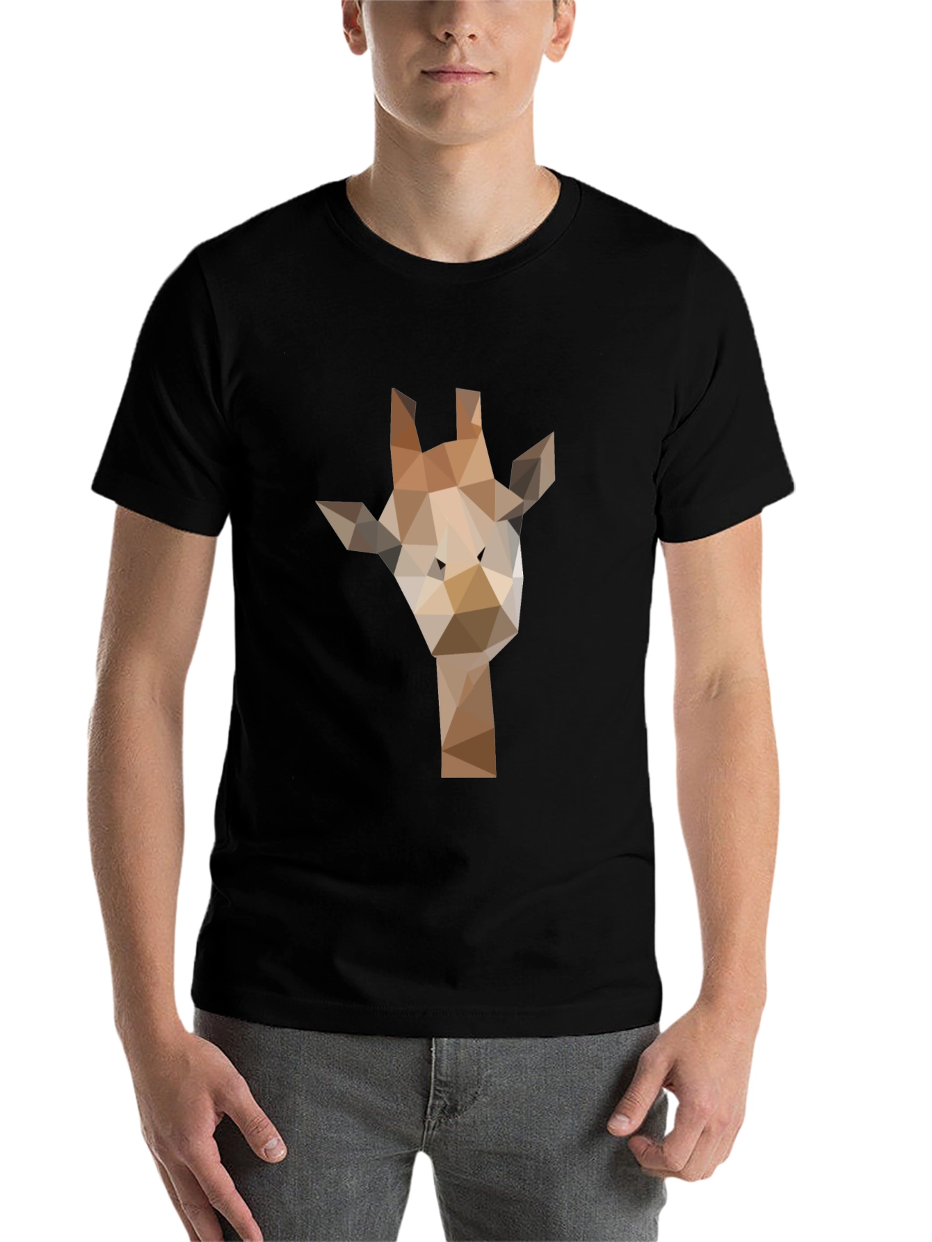 Black Geometric Giraffe Graphic Tee - Modern Black T-Shirt view 7