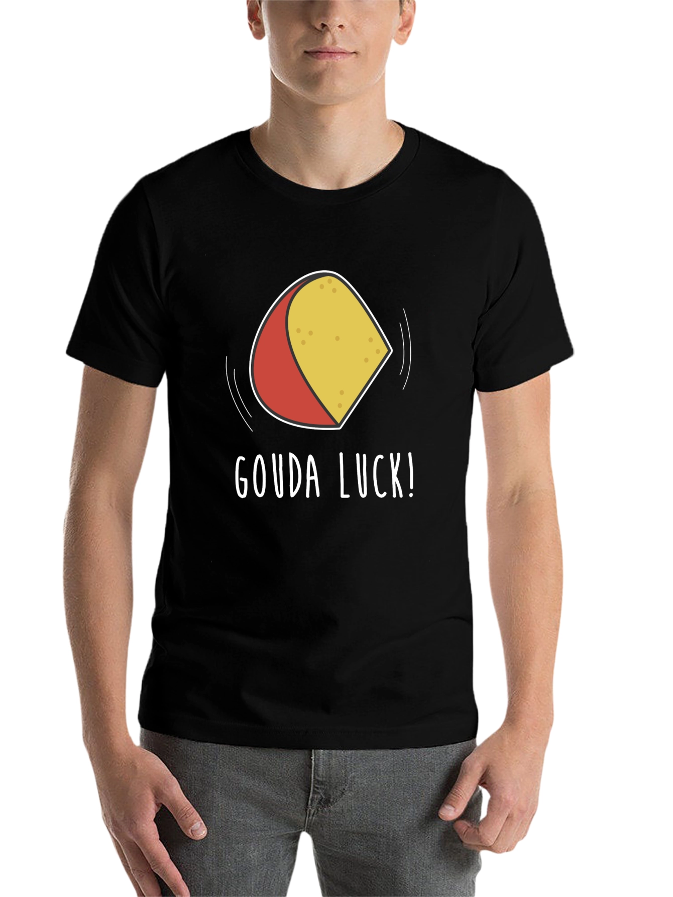 Black Gouda Luck Graphic T-Shirt - Funny Cheese Pun Tee view 7