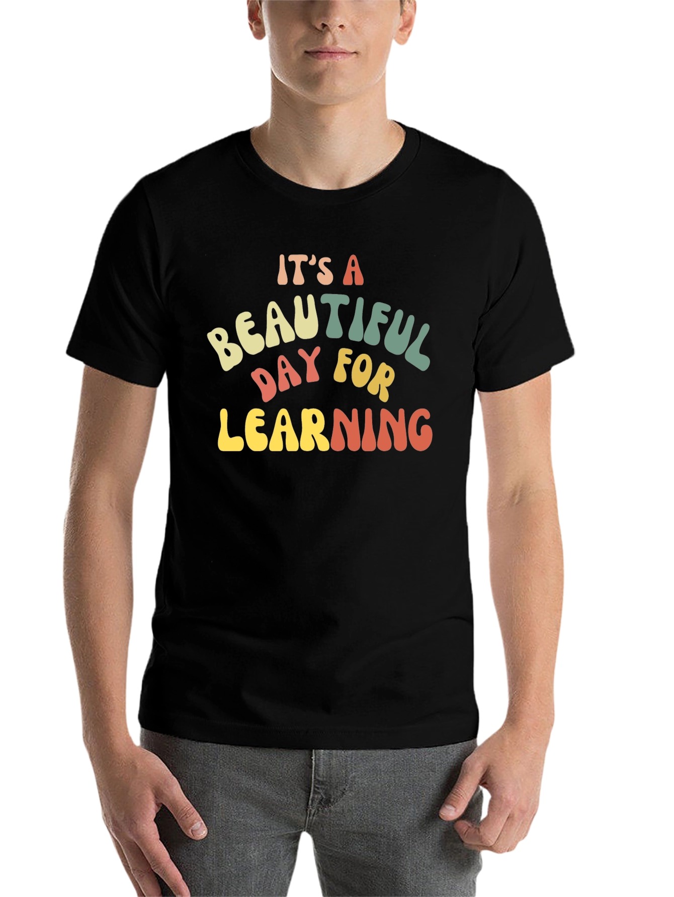 Black It's A Beautiful Day For Learning T-Shirt view 7