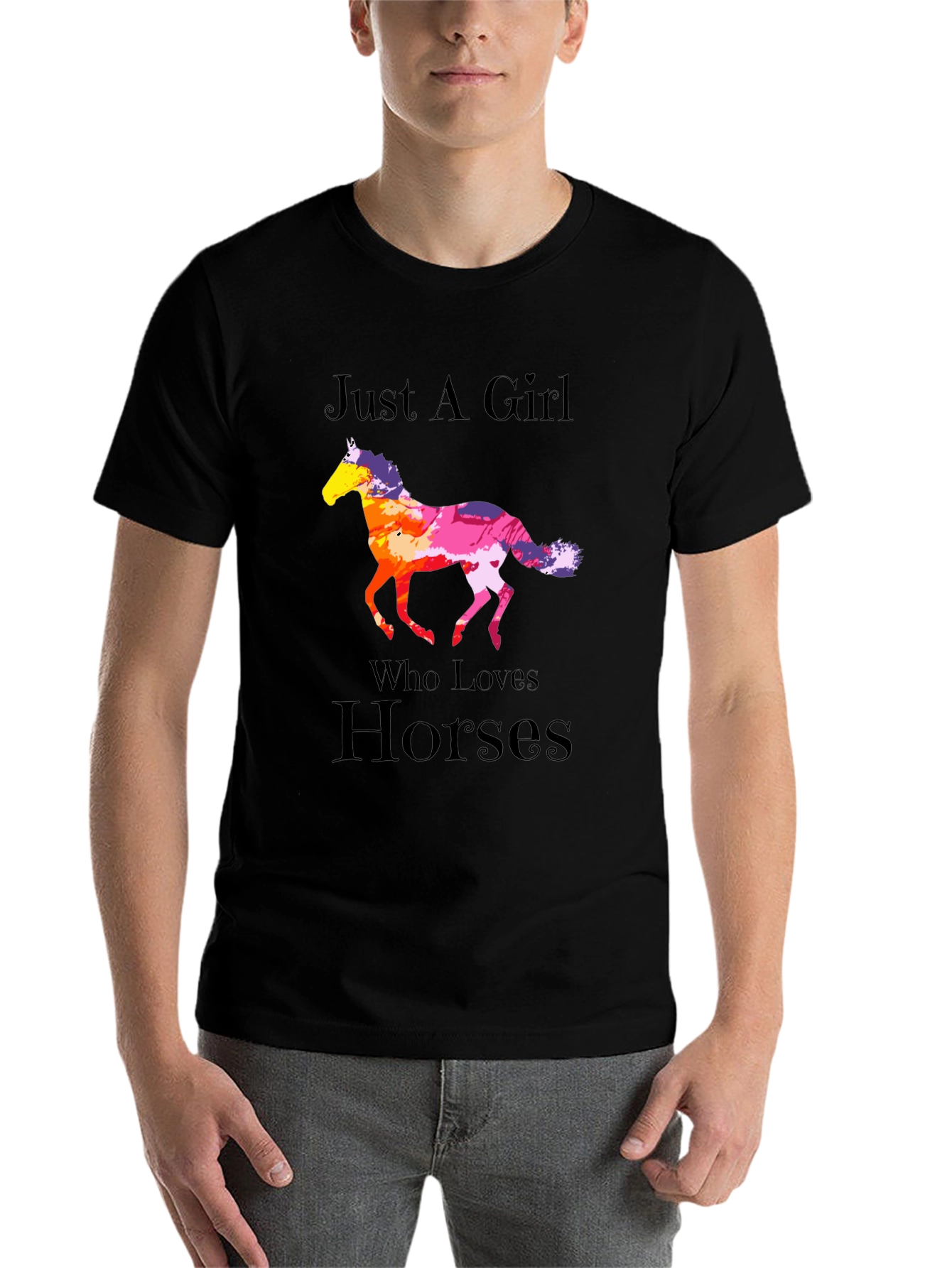 Black Just A Girl Who Loves Horses T-Shirt view 7