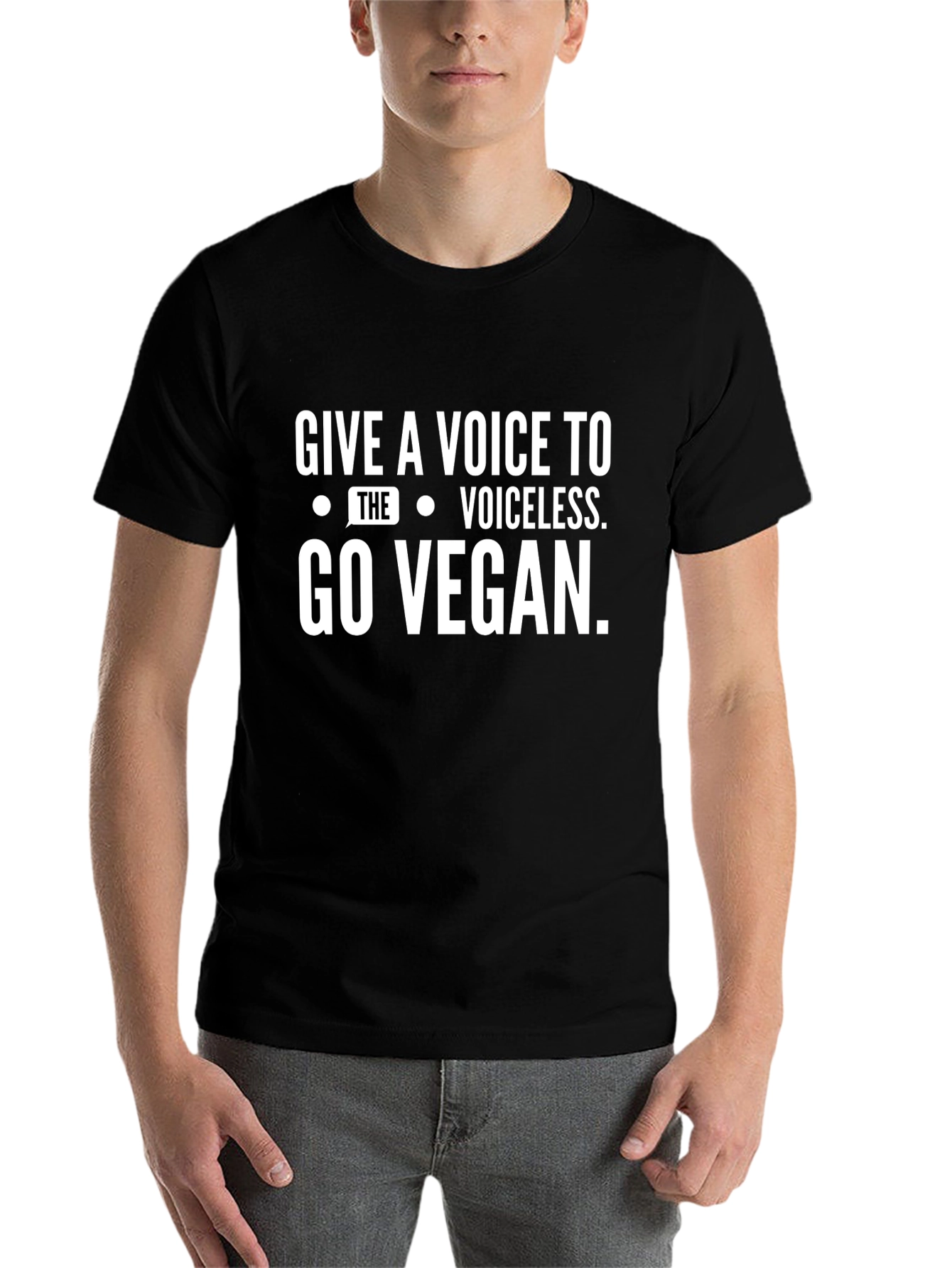 Black Vegan Voice Black T-Shirt view 7