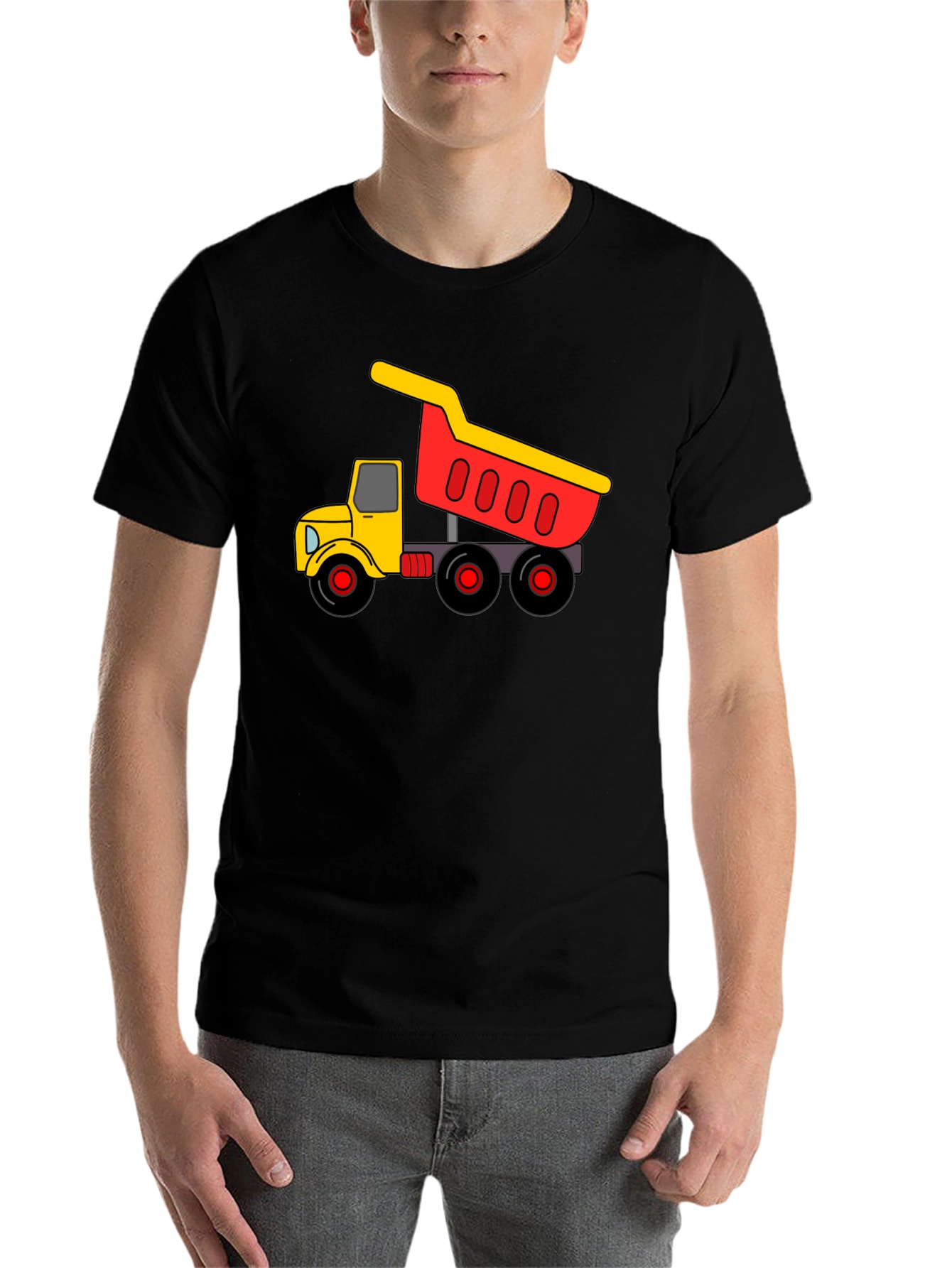 Black Dump Truck Graphic Tee - Black Cotton Blend view 7