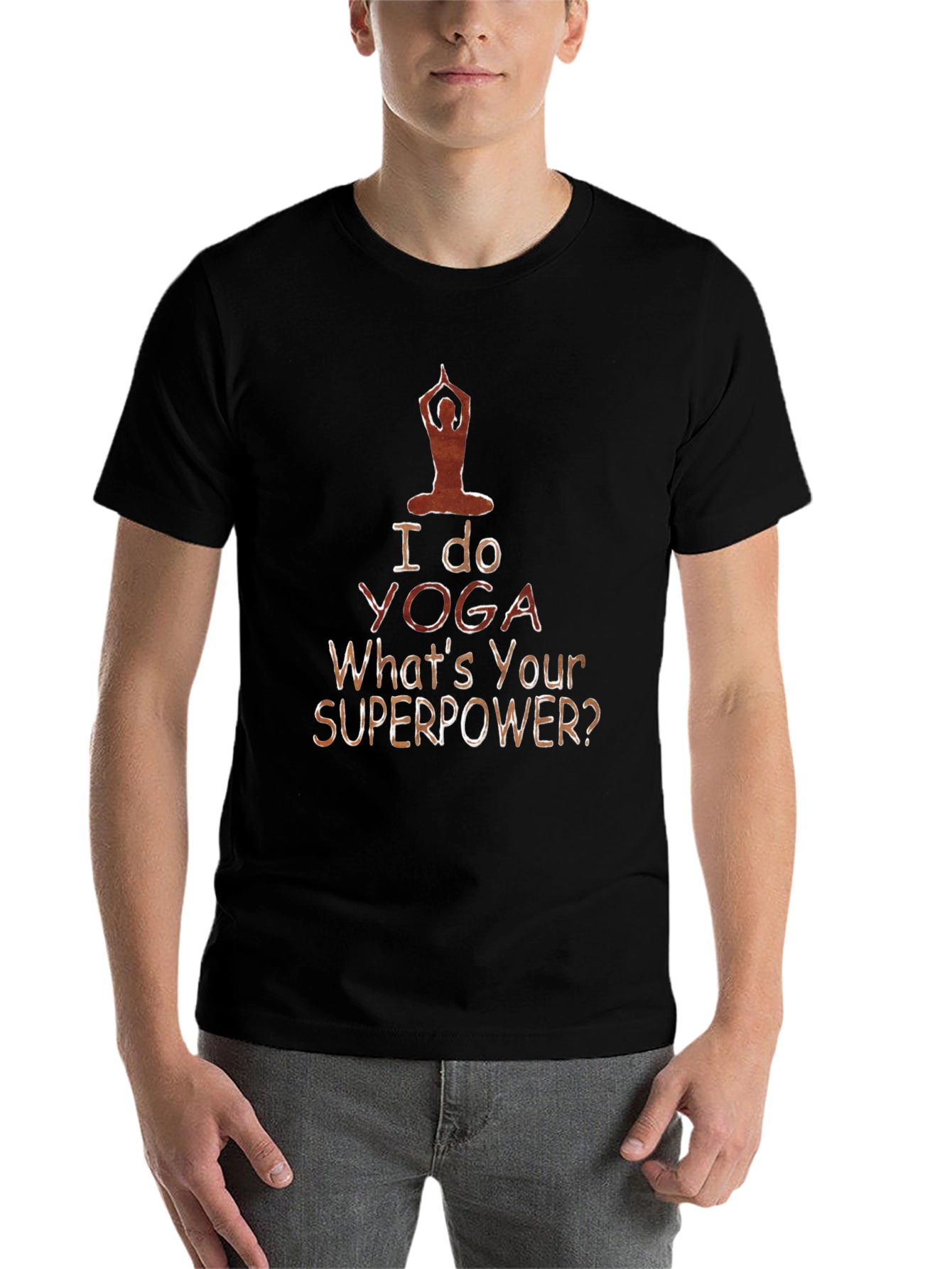 Black Yoga Superpower Tee - Mens Black T-Shirt view 7