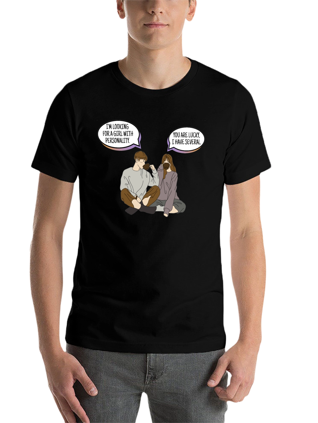 Black Personality Pun Graphic Tee - Unique & Comfy view 7