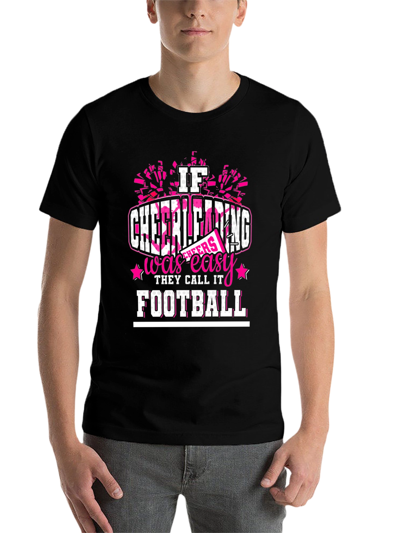 Black Cheerleading T-Shirt - If Cheerleading Was Easy, They Call It Football view 7