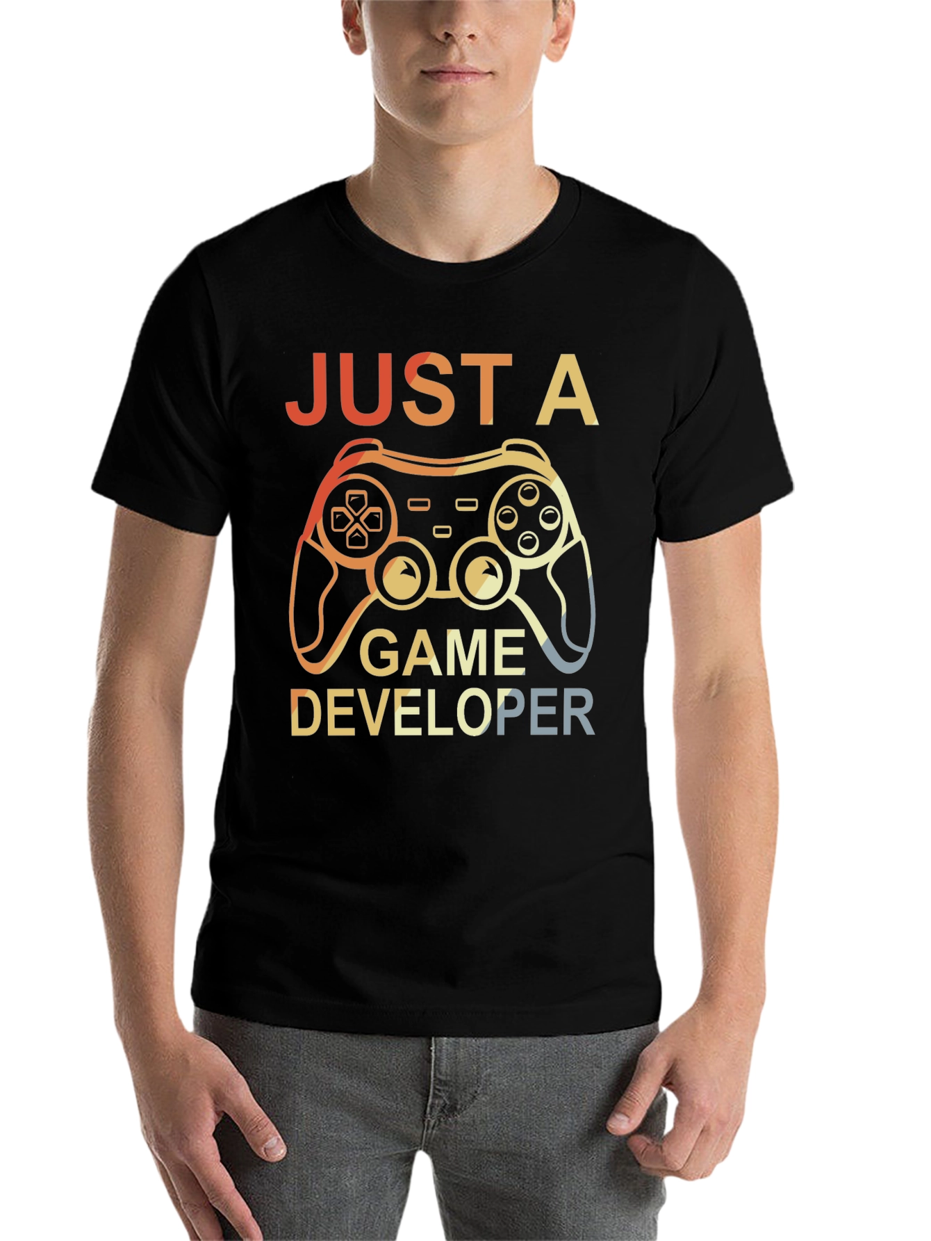 Black Just a Game Developer T-Shirt - Gamer Gift view 7
