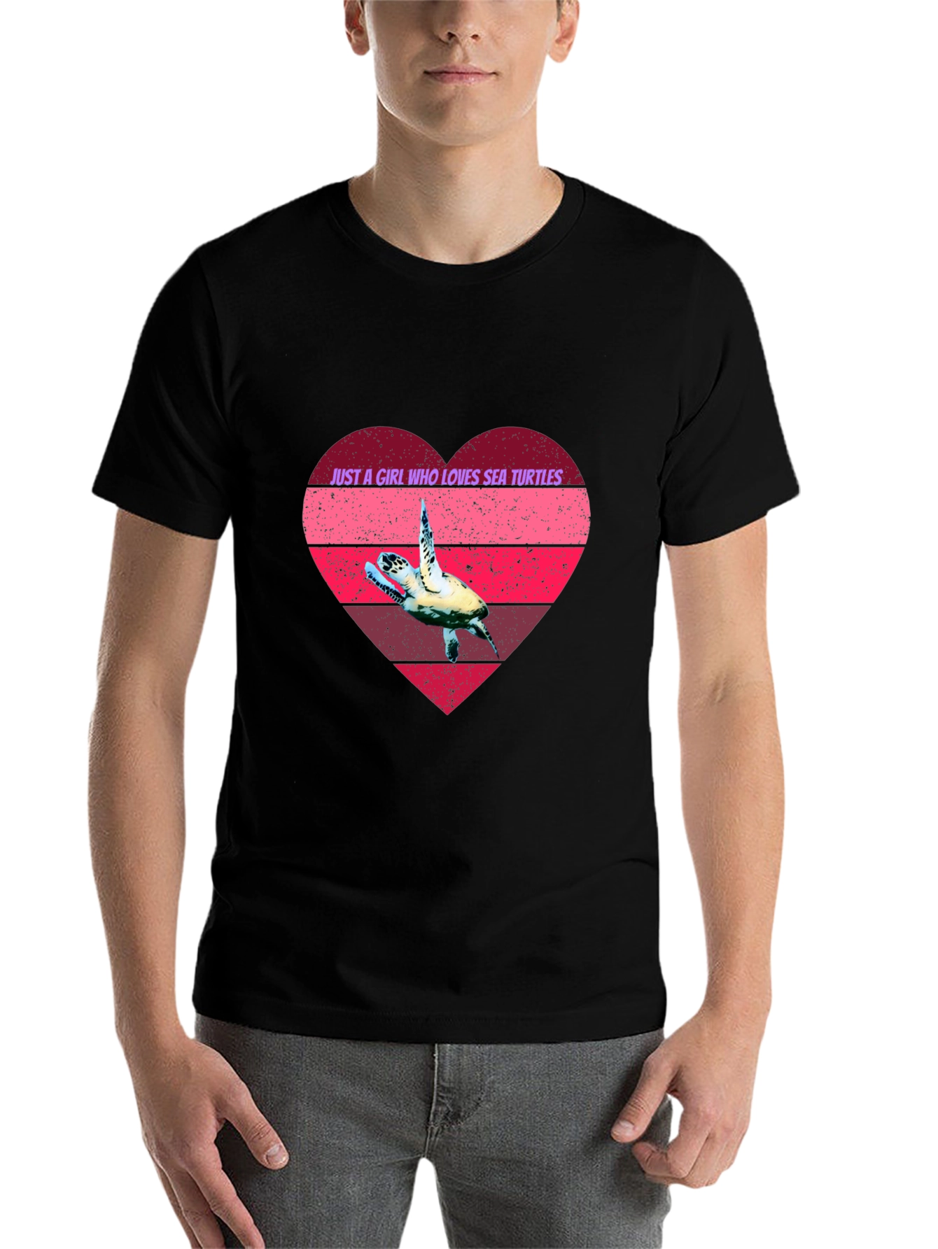 Black Sea Turtle Lover Heart Graphic Tee view 7