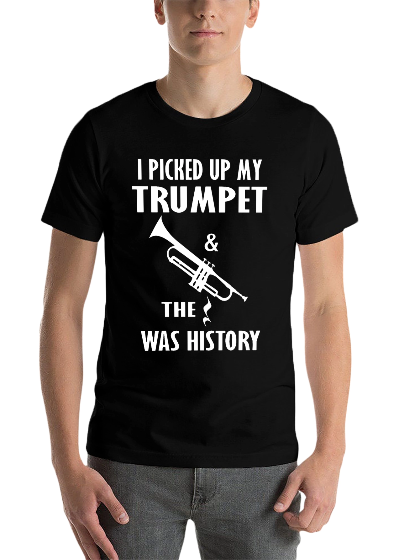 Black Trumpet History Black T-Shirt view 7