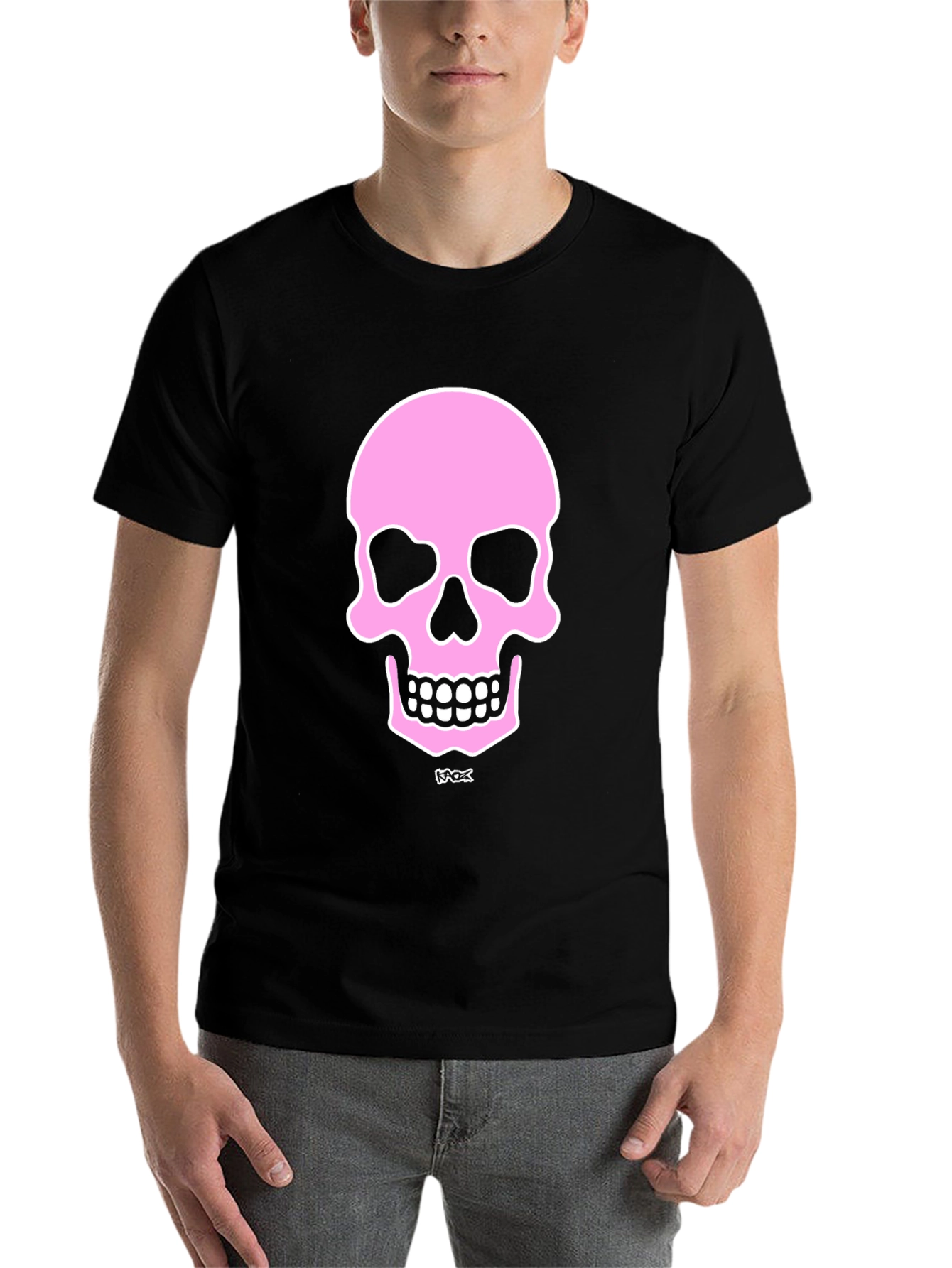 Black Pink Skull Graphic Black T-Shirt view 7