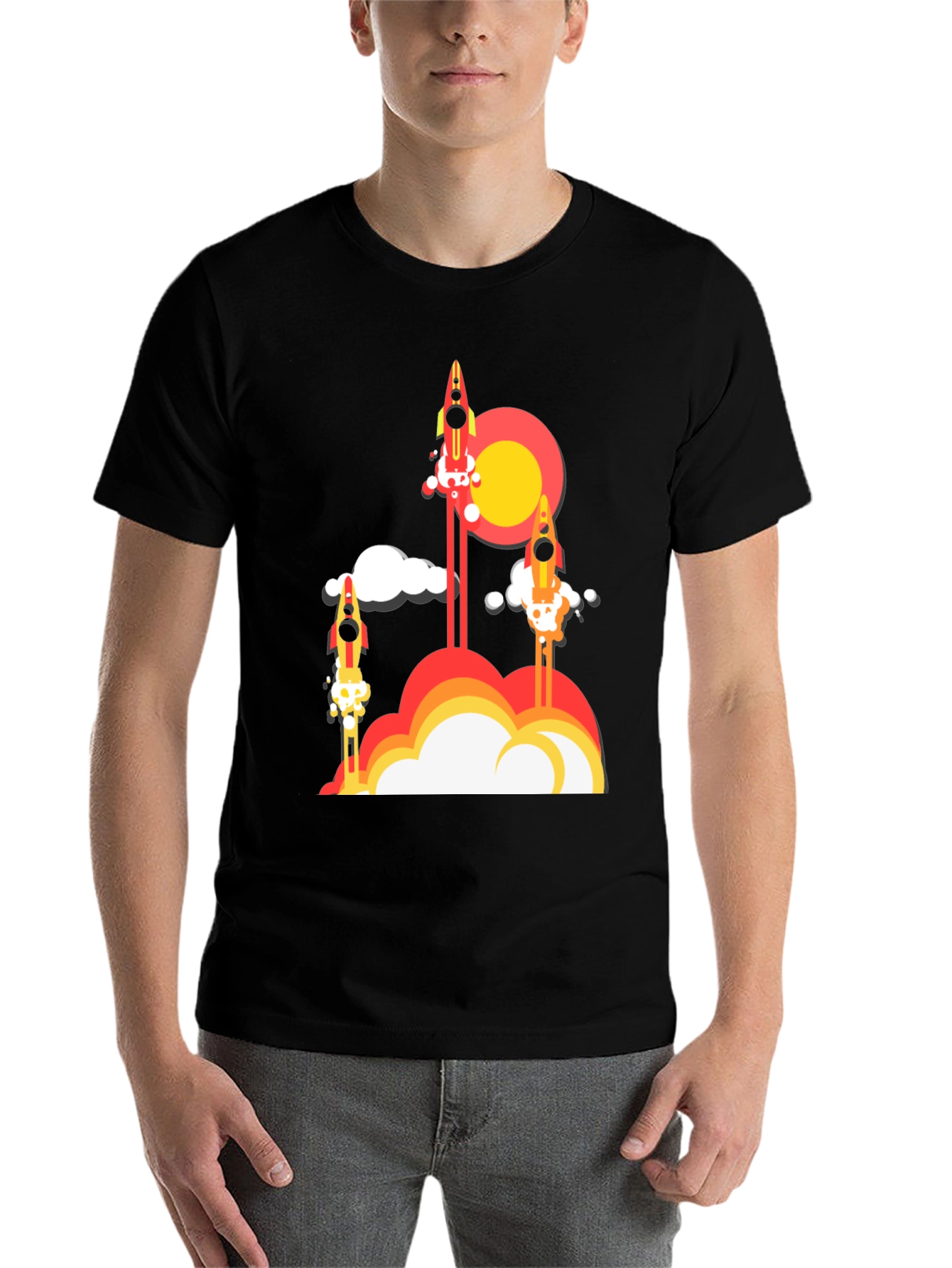 Black Rocket Launch Graphic Tee - Retro Style view 7