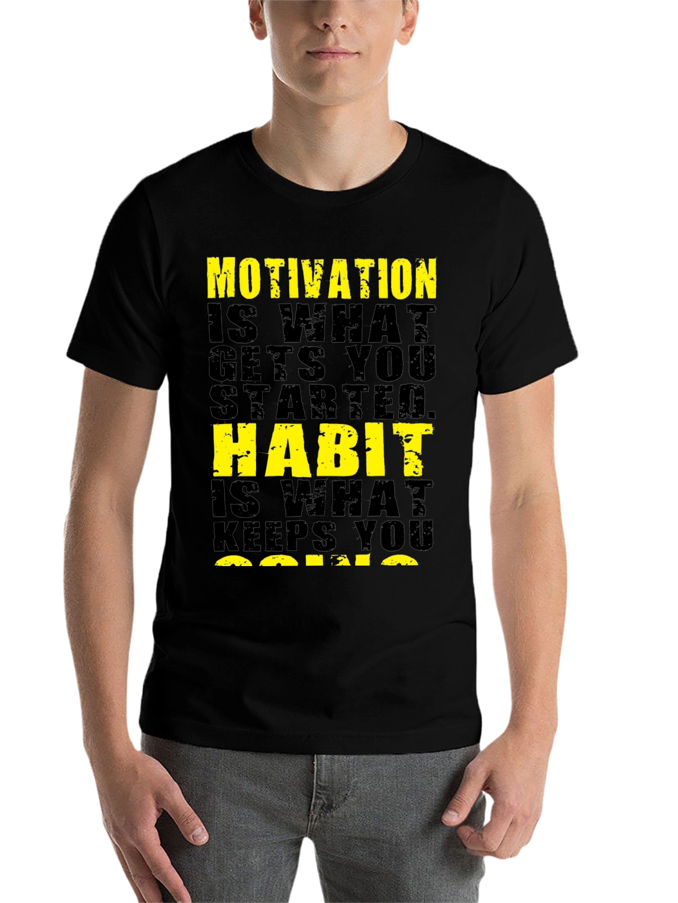 Black Motivational Quote Black T-Shirt view 7