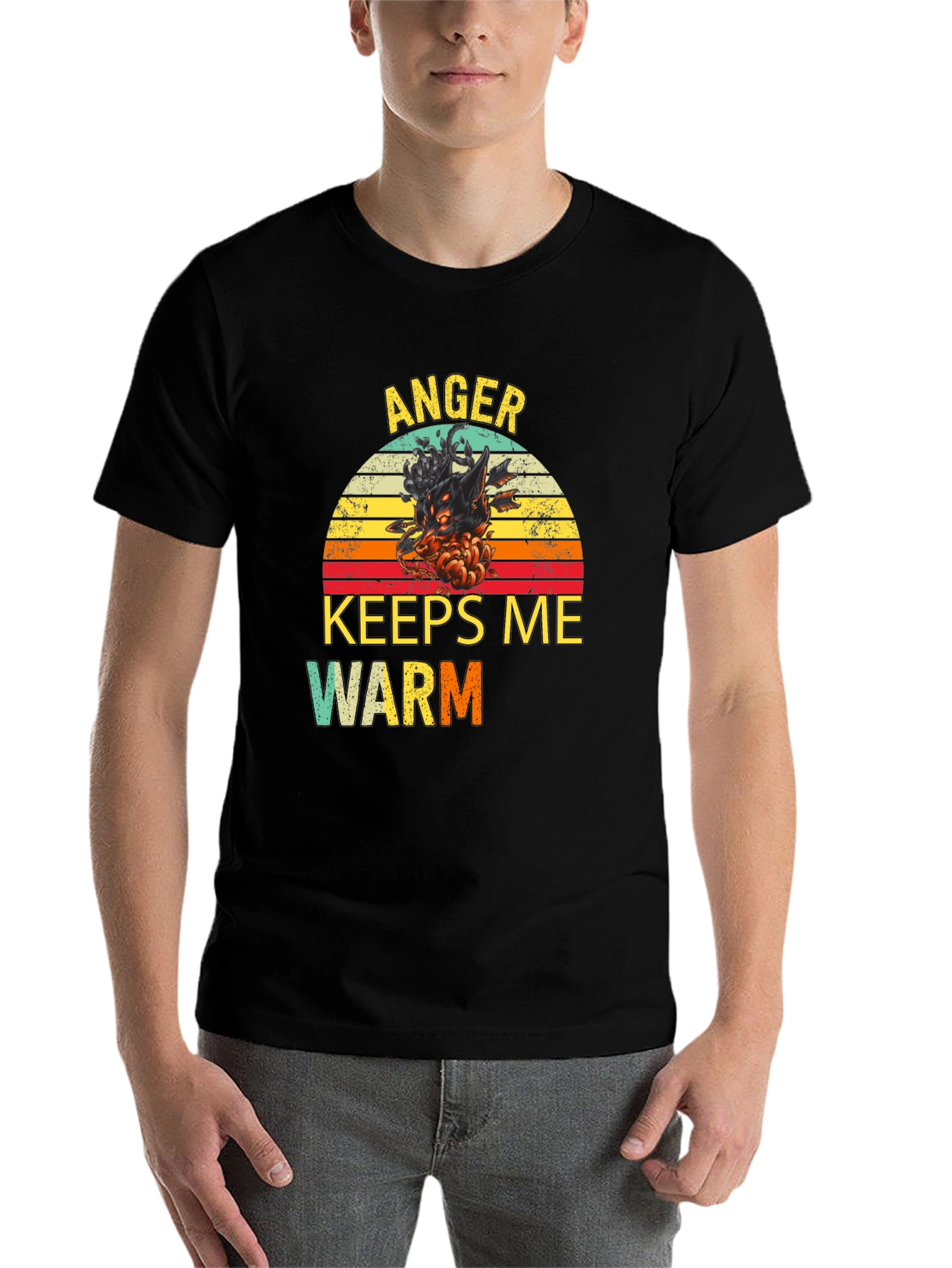 Black Anger Keeps Me Warm T-Shirt view 7