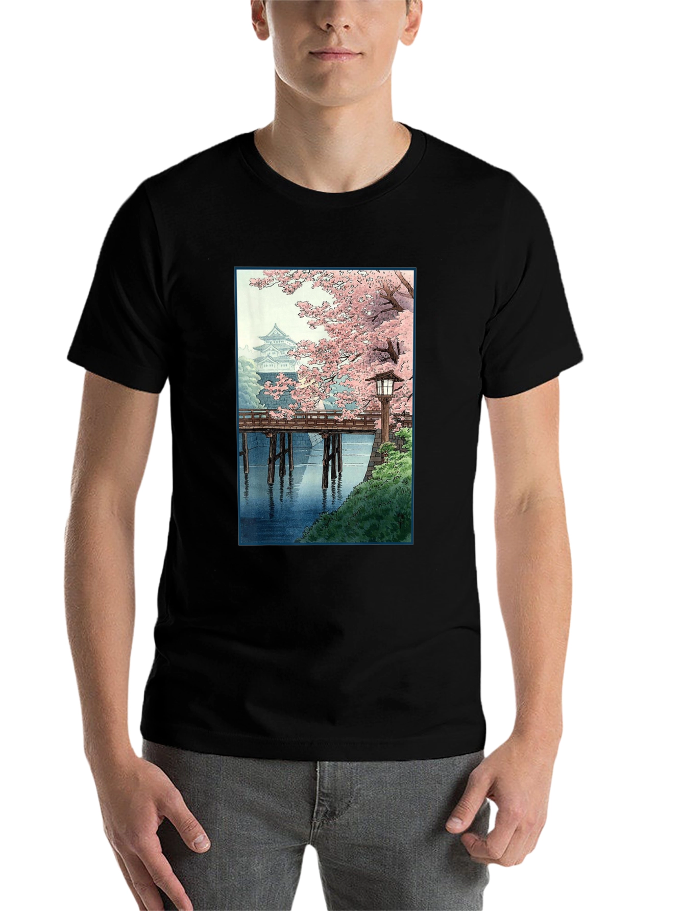 Black Japanese Cherry Blossom T-Shirt view 7