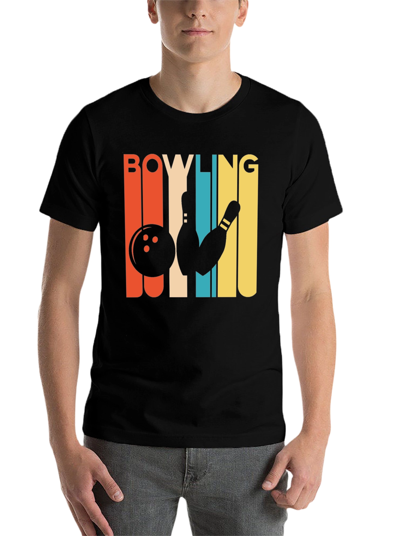 Black Retro Bowling T-Shirt - Vintage Style Graphic Tee view 7