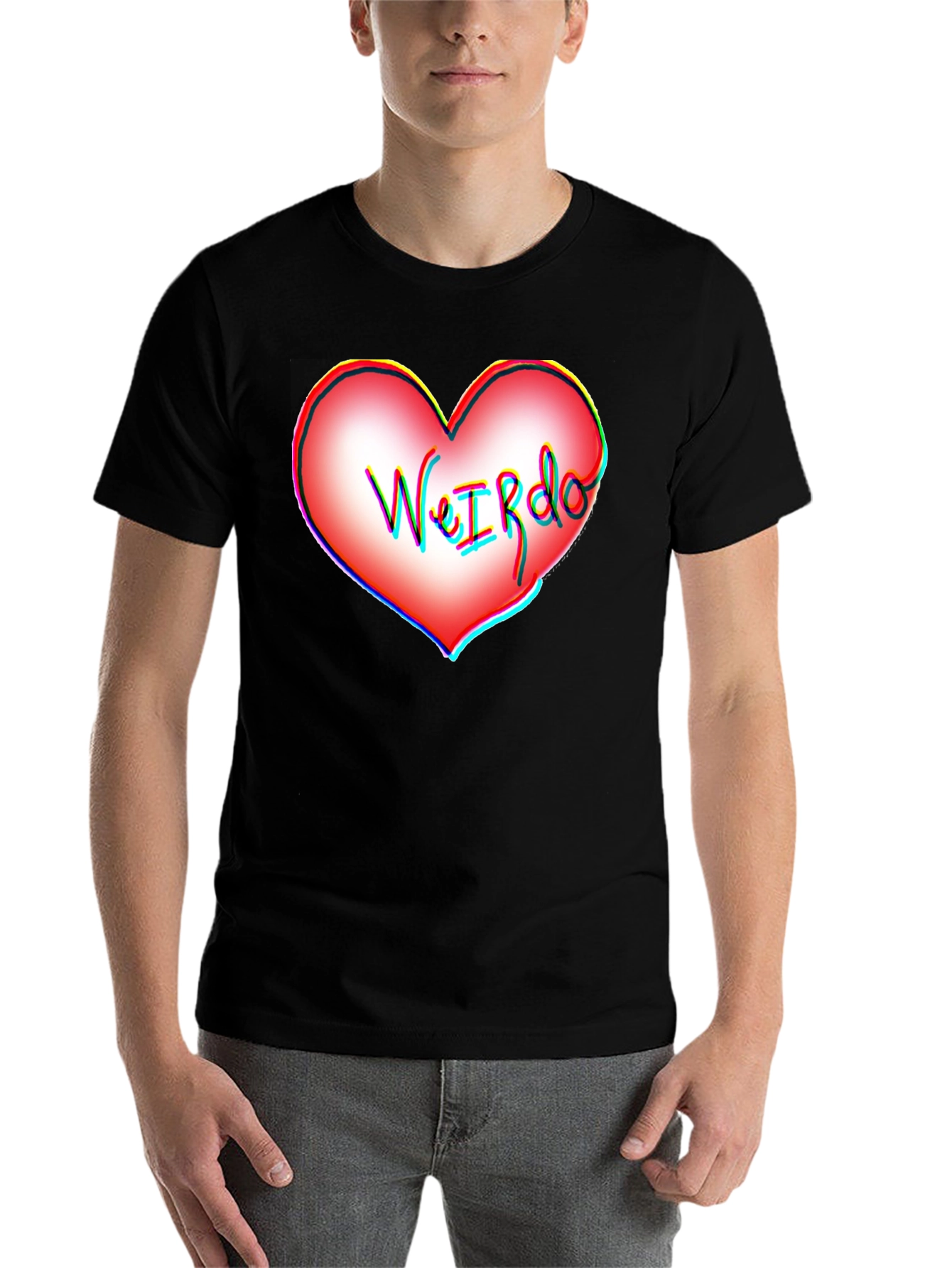 Black WeIRdo Heart Graphic T-Shirt - Unique Design view 7