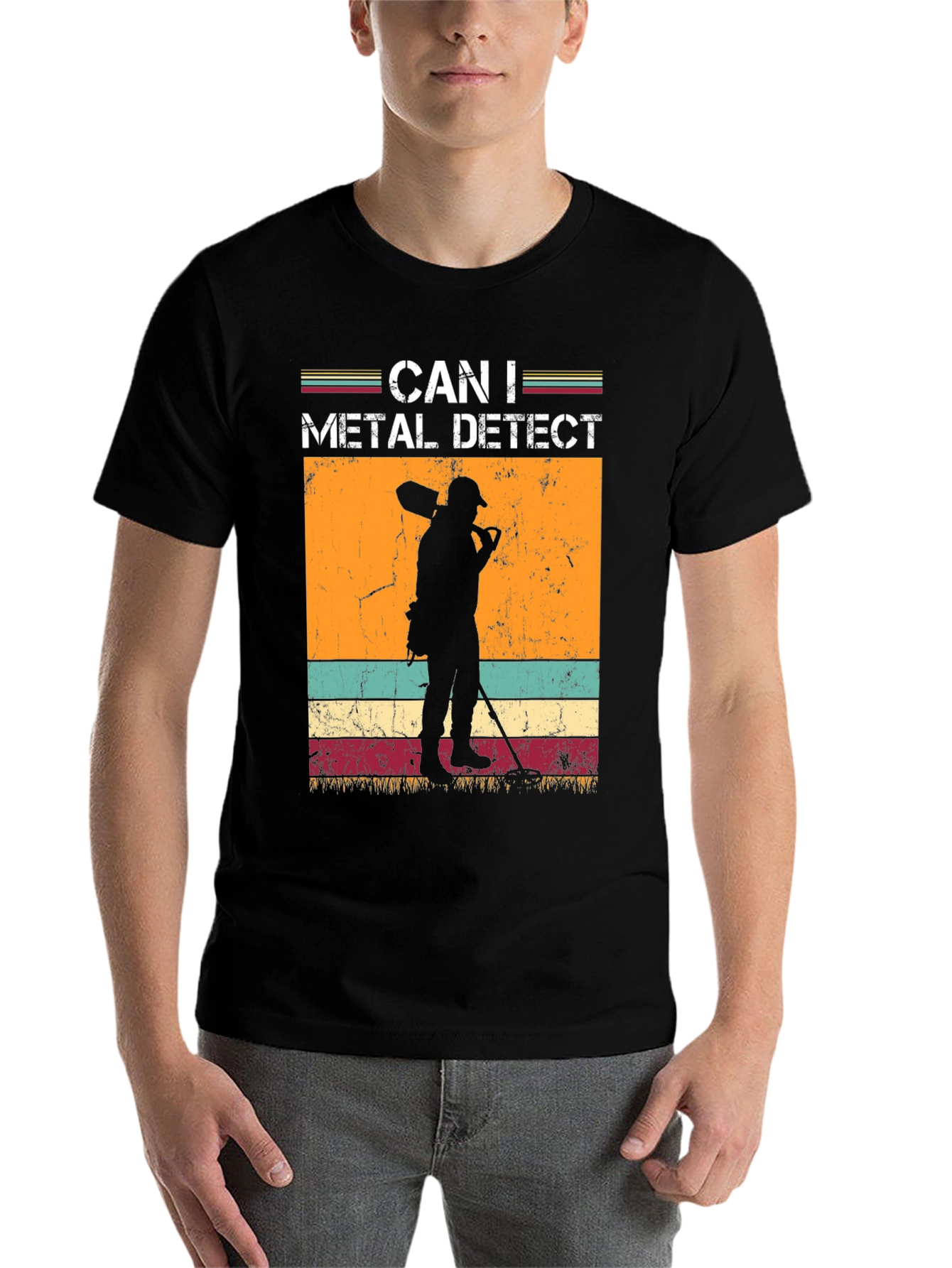 Black Can I Metal Detect T-Shirt - Hobby Tee view 7