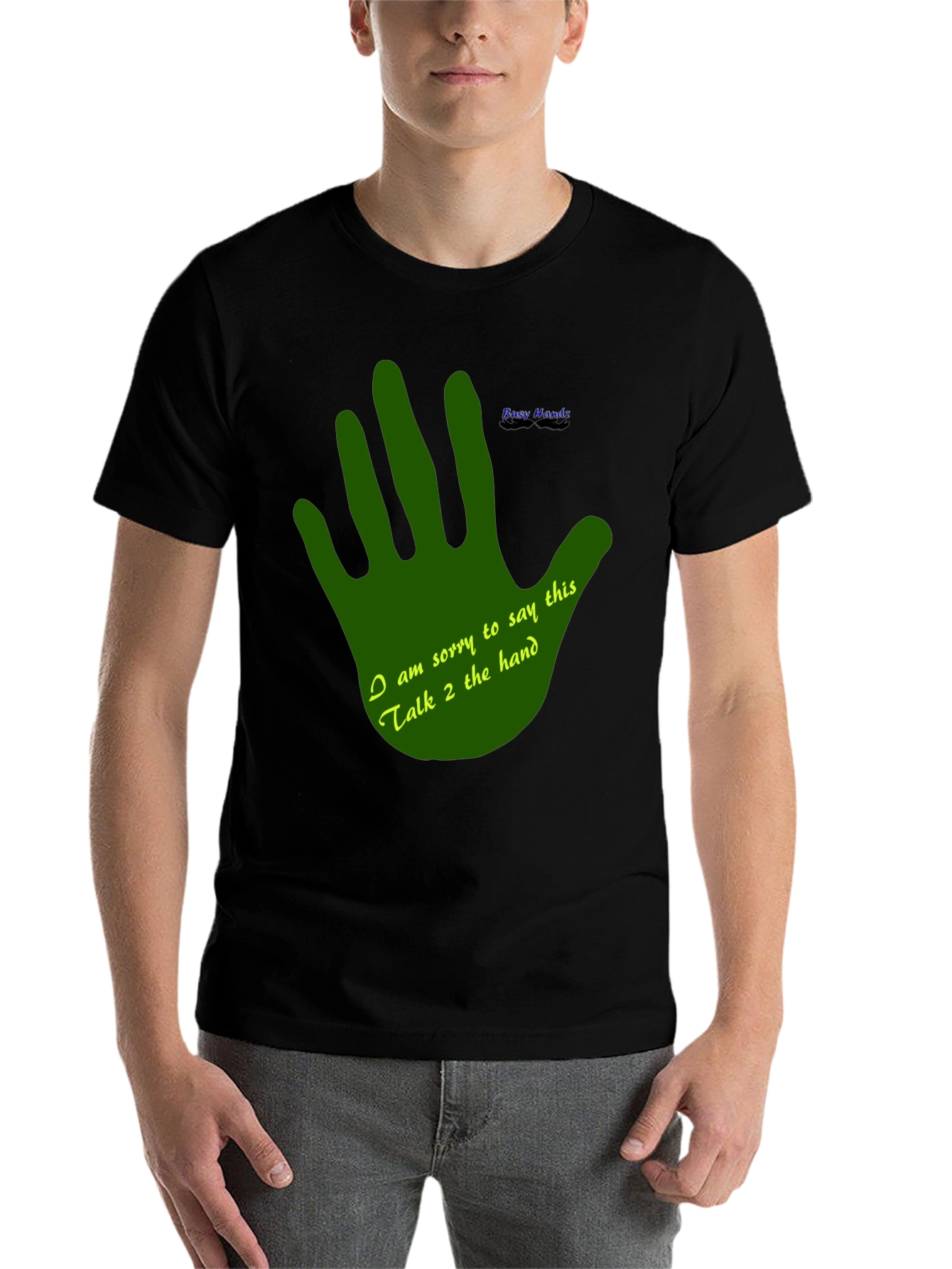 Black Talk to the Hand Graphic T-Shirt - Funny Novelty Tee view 7