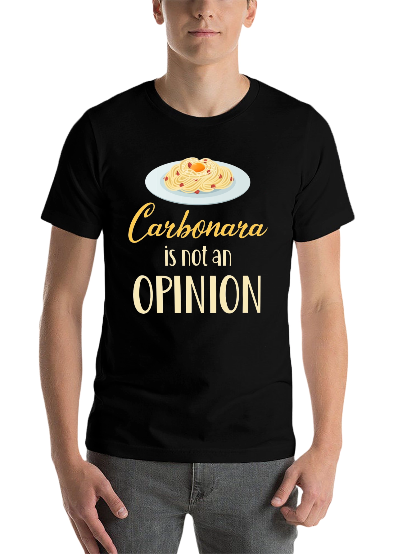 Black Carbonara Is Not An Opinion T-Shirt, Funny Foodie Tee view 7