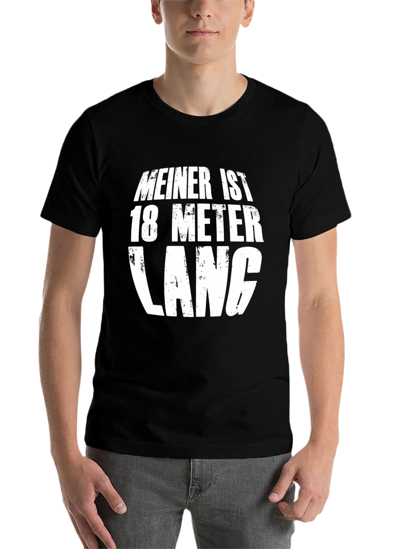 Black Funny "Meiner Ist 18 Meter Lang" T-Shirt view 7